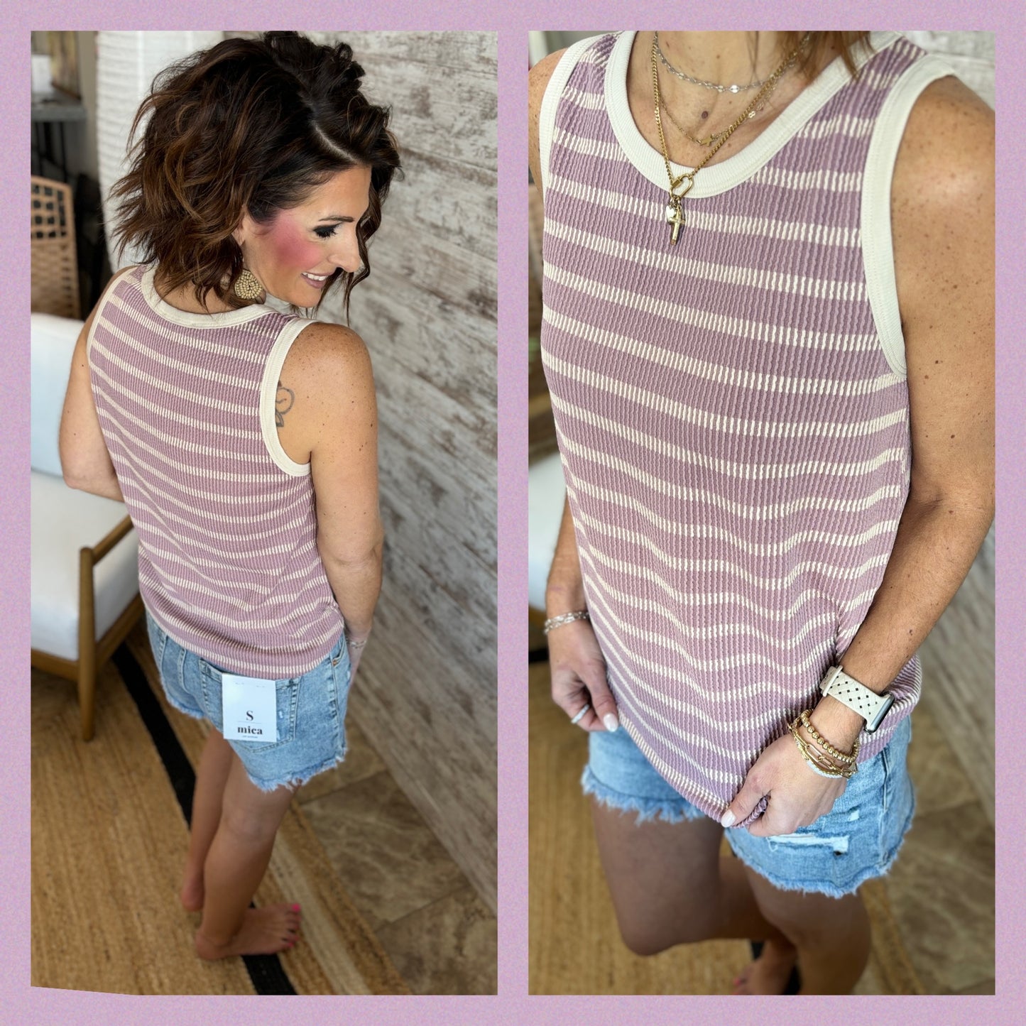 Contrast Trimmed Textured Tank ~ 2 Colors