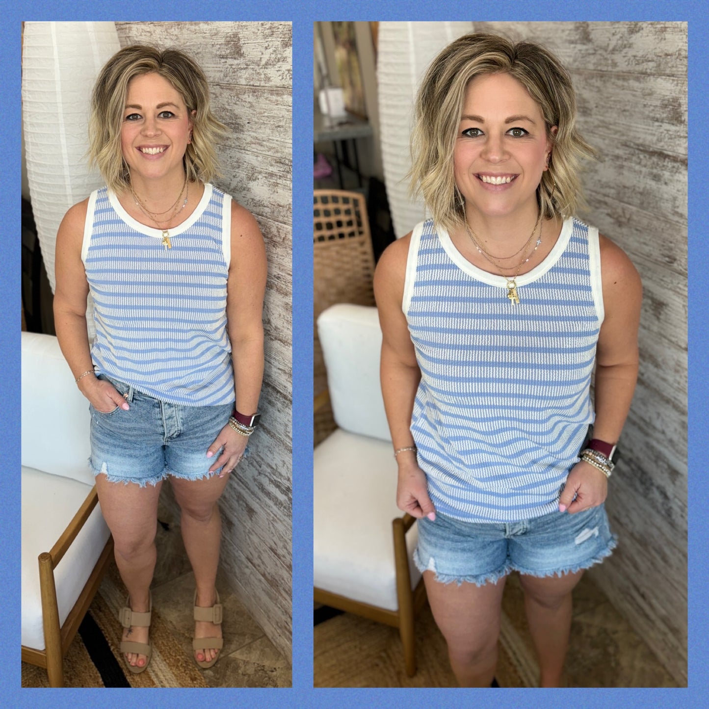 Contrast Trimmed Textured Tank ~ 2 Colors