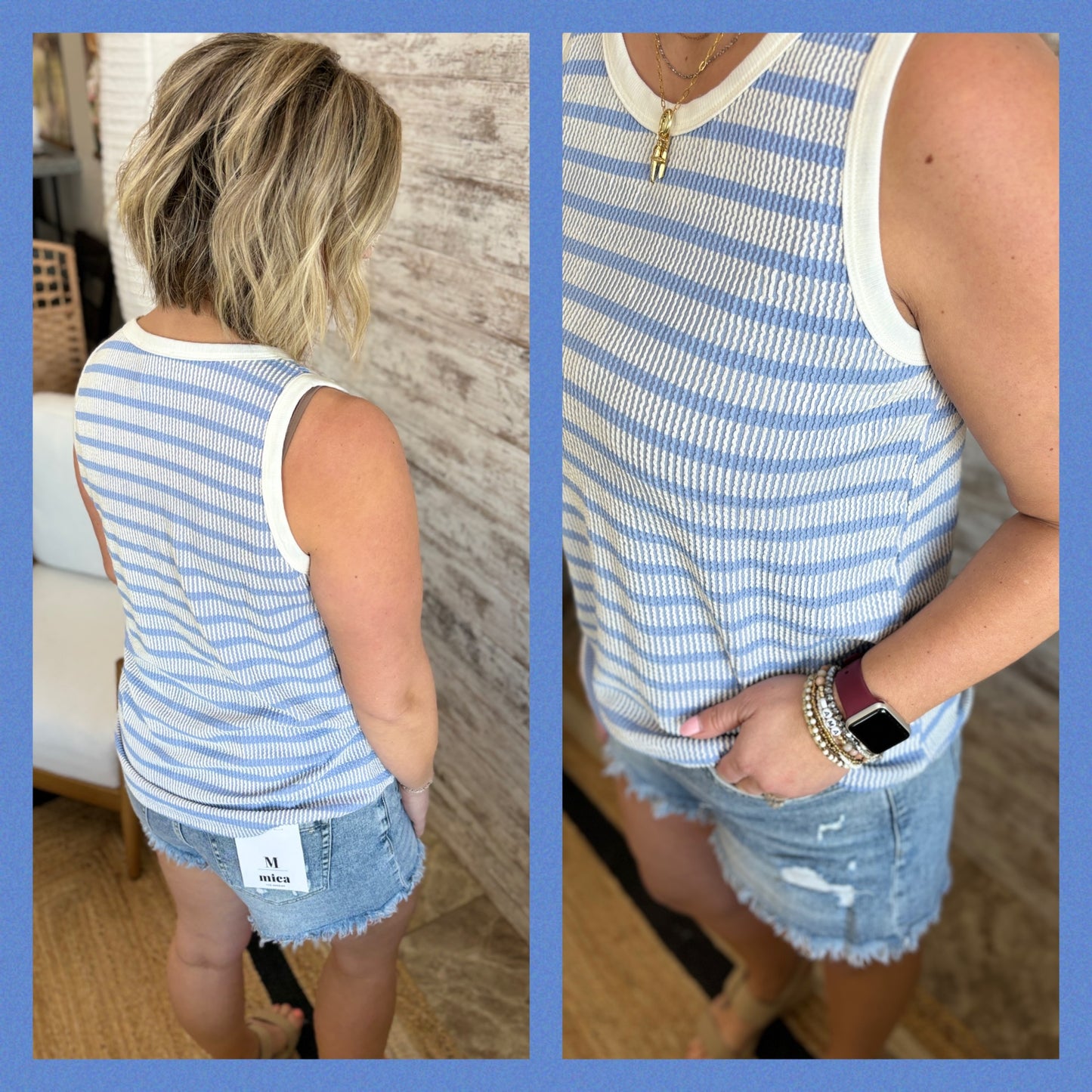 Contrast Trimmed Textured Tank ~ 2 Colors