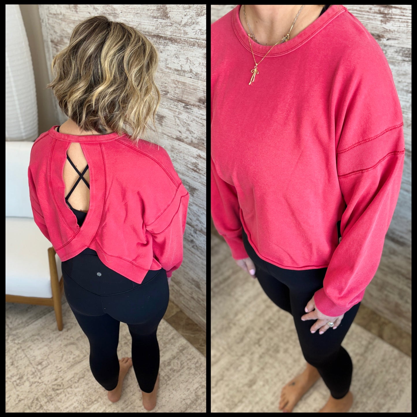 Cherry Mineral Wash Back Cut Out Sweatshirt *Restocked*