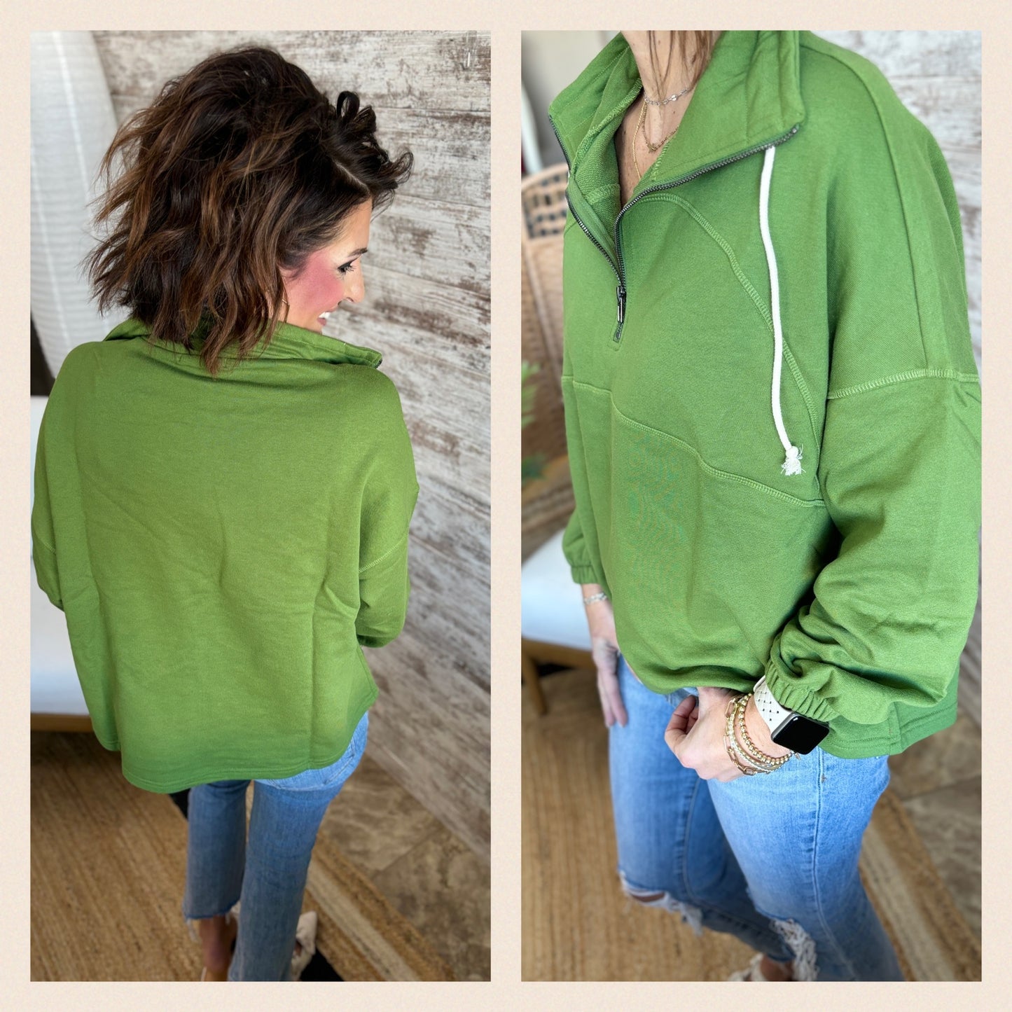 Green Half Zip Pullover