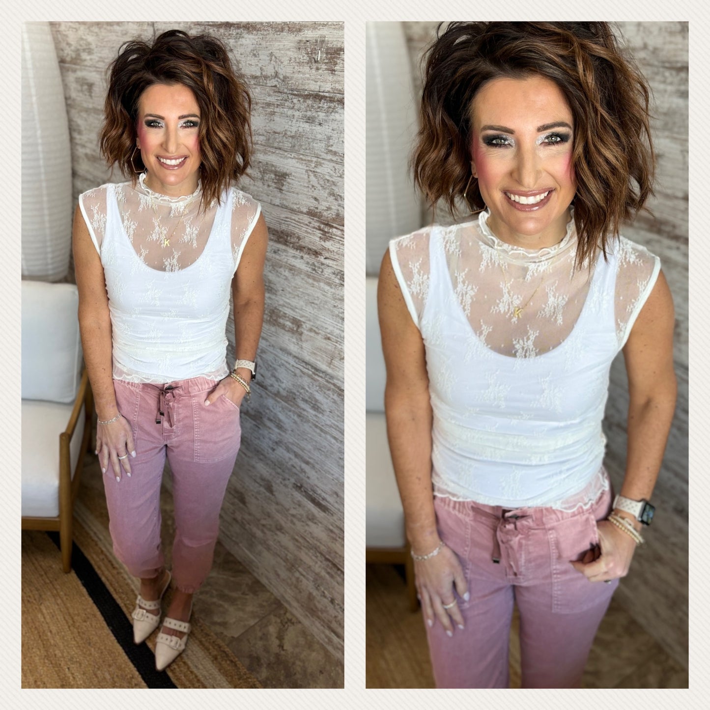 Mock Neck Ruched Sheer Top ~ 2 Colors