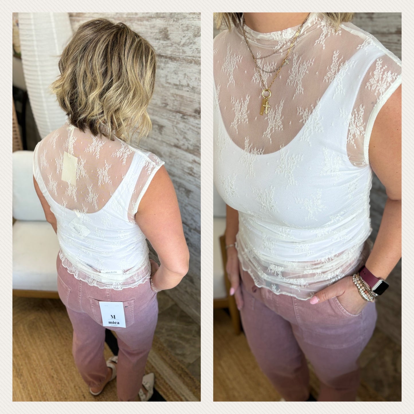 Mock Neck Ruched Sheer Top ~ 2 Colors