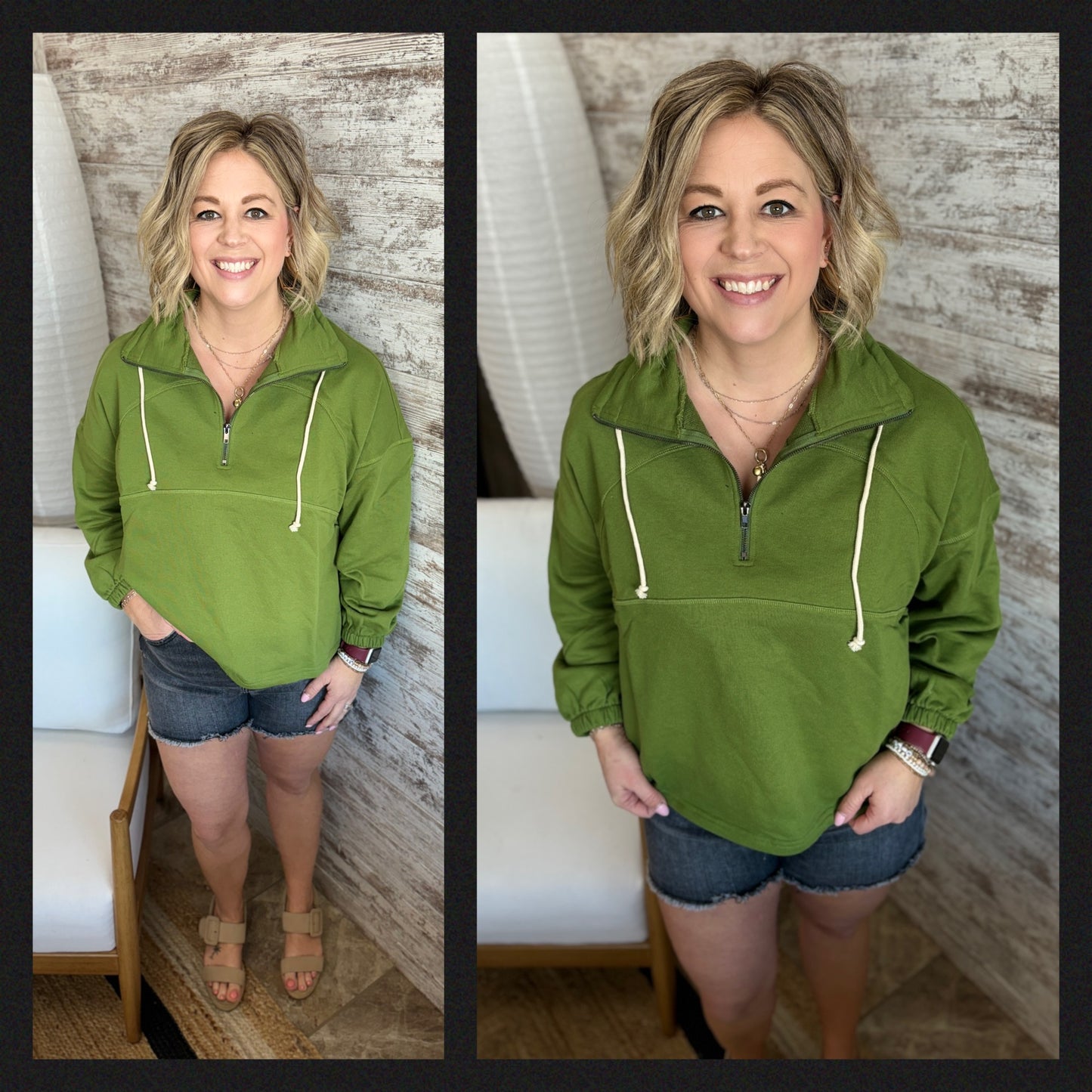 Green Half Zip Pullover