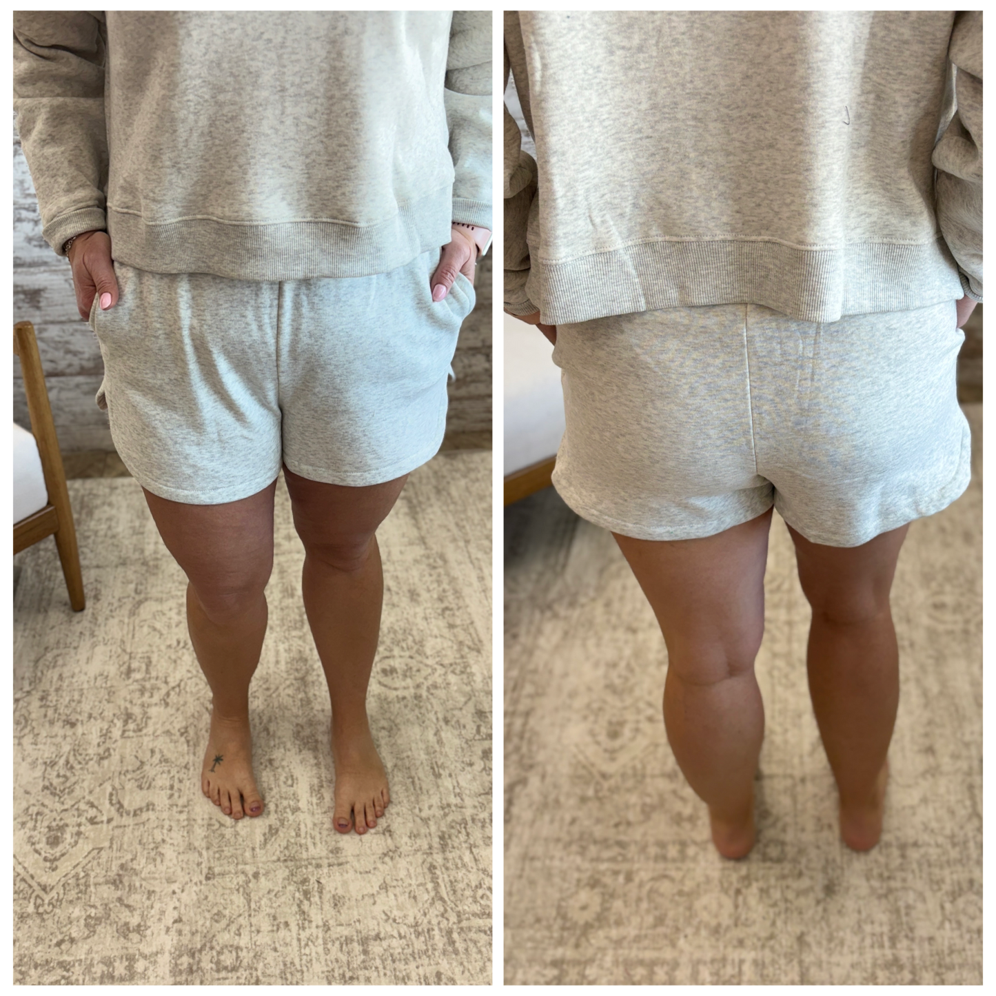 Heather Grey Fleece Crew Neck and Short Set