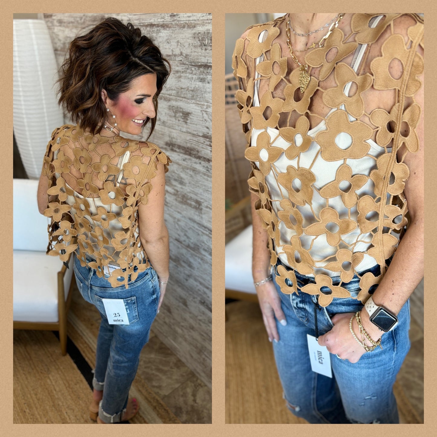 Floral Lace Vest Top ~ 2 Colors