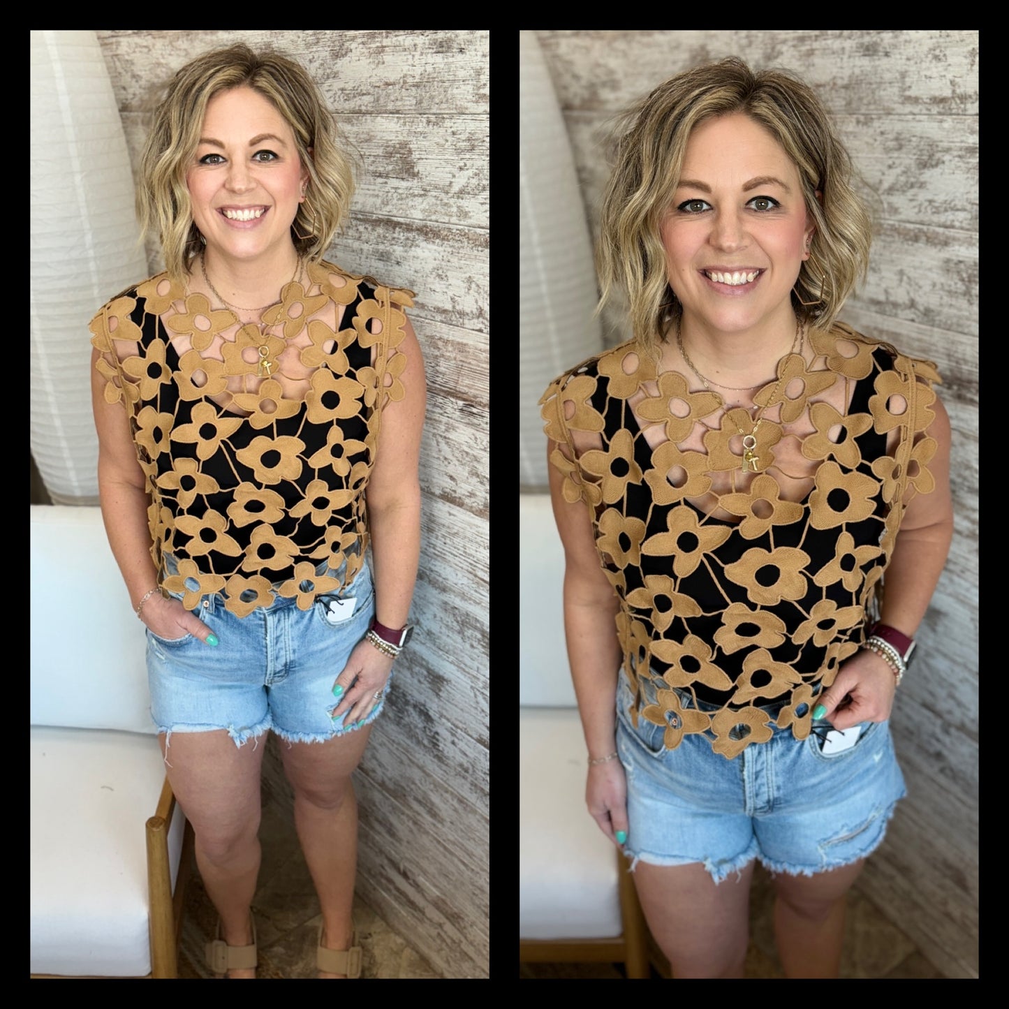 Floral Lace Vest Top ~ 2 Colors