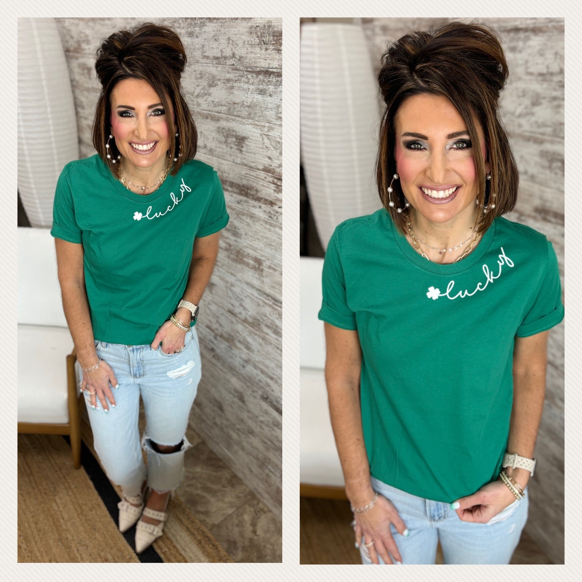 Lucky Kelly Green Bella Canvas Jersey Tee