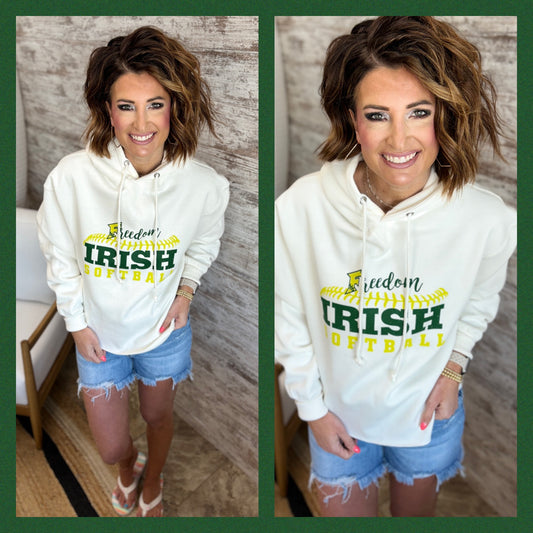 Freedom Irish Softball Enza Cream Raw Edge Hoodie