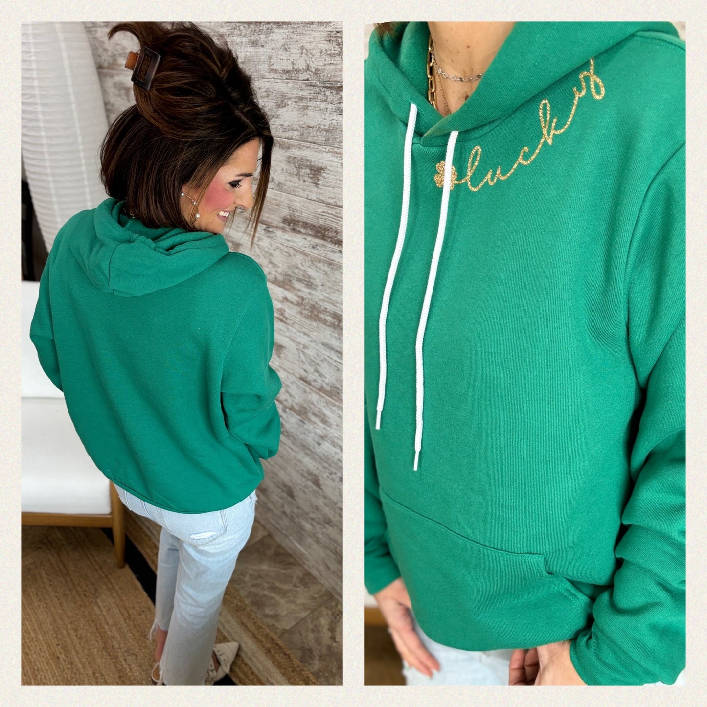 Lucky Gold Glitter Kelly Green Bella Hoodie