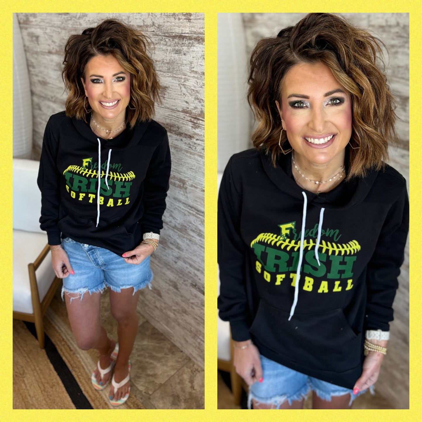 Freedom Irish Softball Black Bella Hoodie