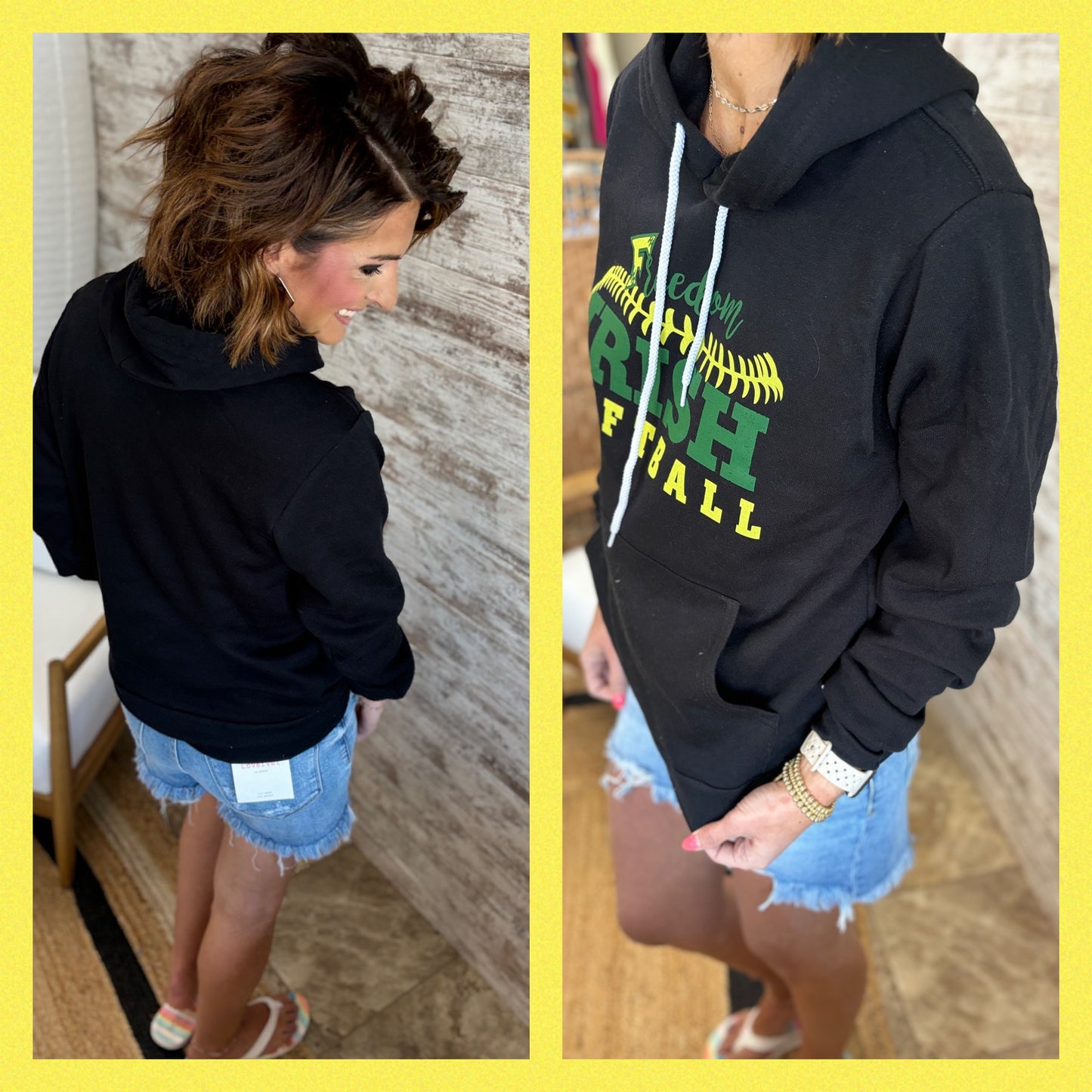 Freedom Irish Softball Black Bella Hoodie