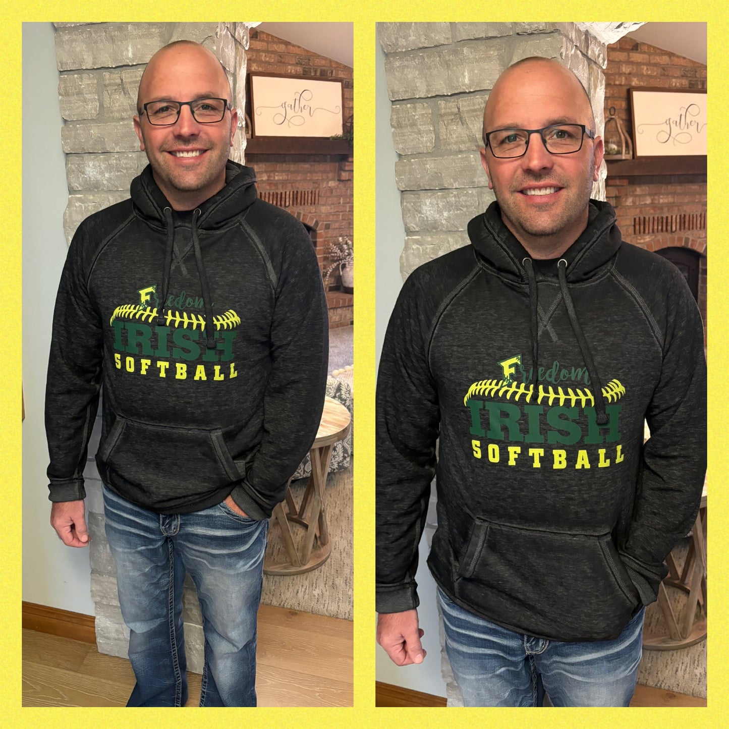 Freedom Irish Softball Twisted Black Vintage Hoodie