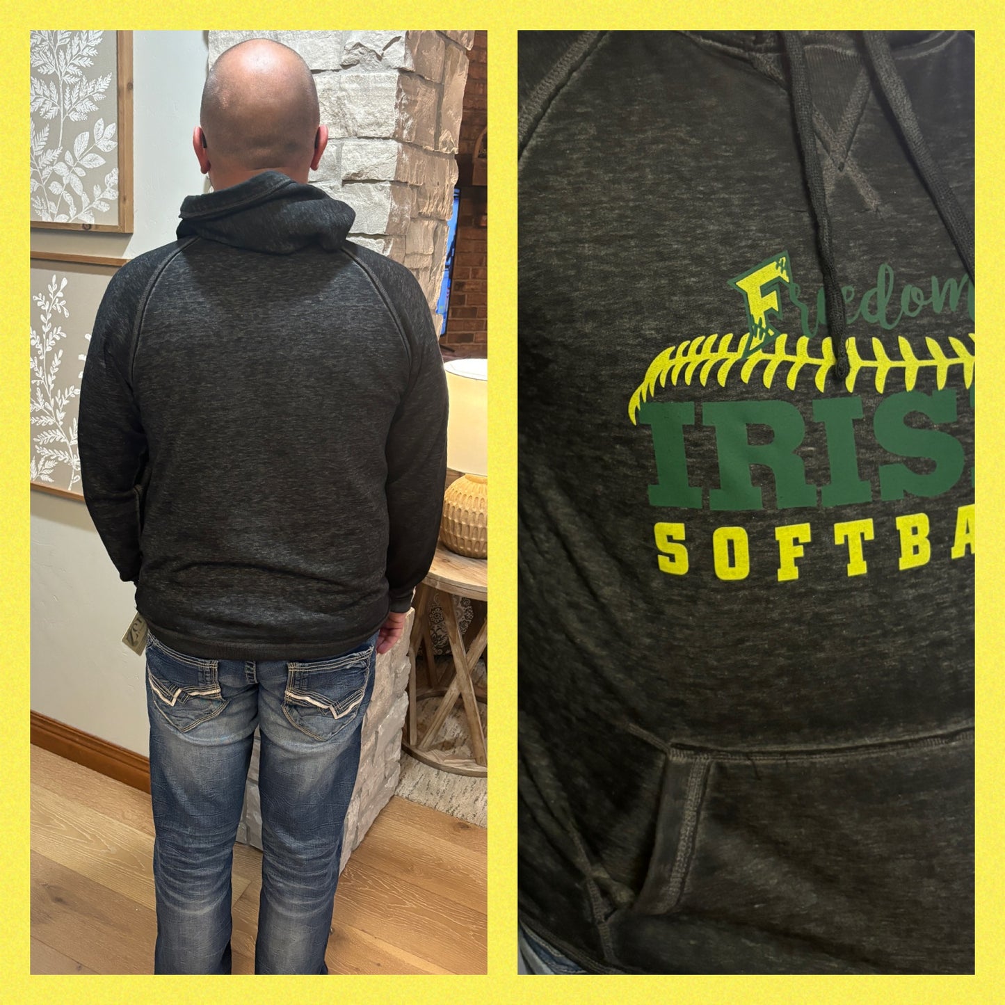 Freedom Irish Softball Twisted Black Vintage Hoodie