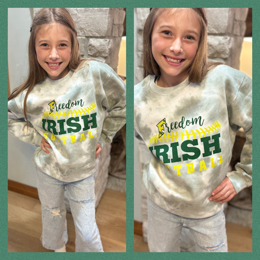 Freedom Softball Youth Greenstone Tie Dye Crewneck
