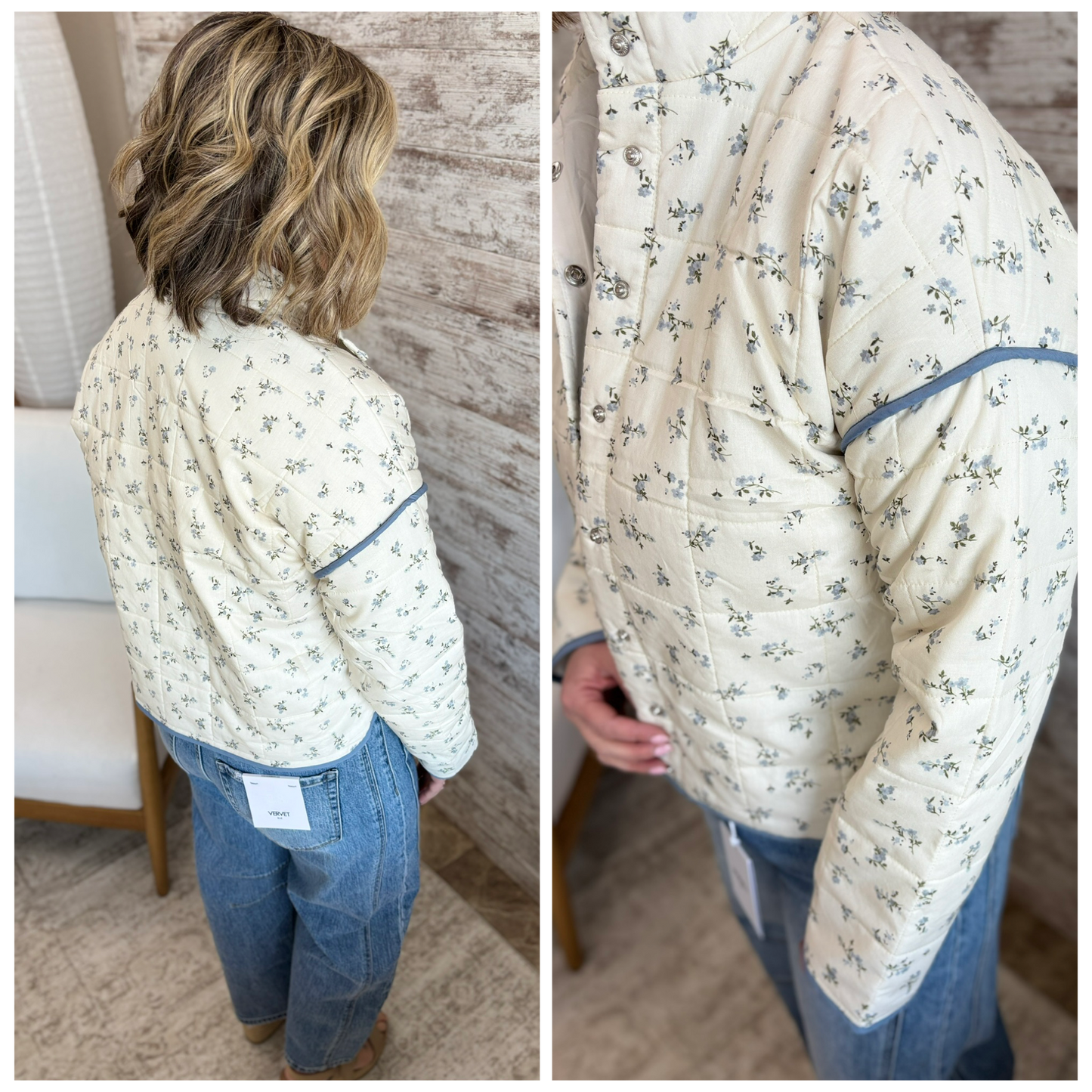Ivory Floral Quilted Jacket