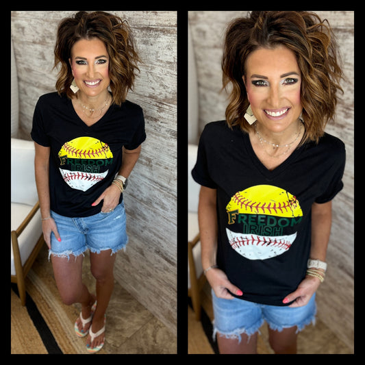 Freedom Irish Softball/Baseball Combo V Neck Black Bella Tee