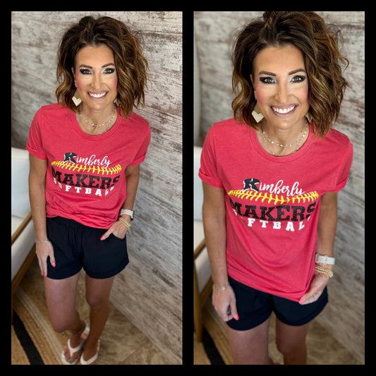 Kimberly Makers Softball Heather Red Bella Tee