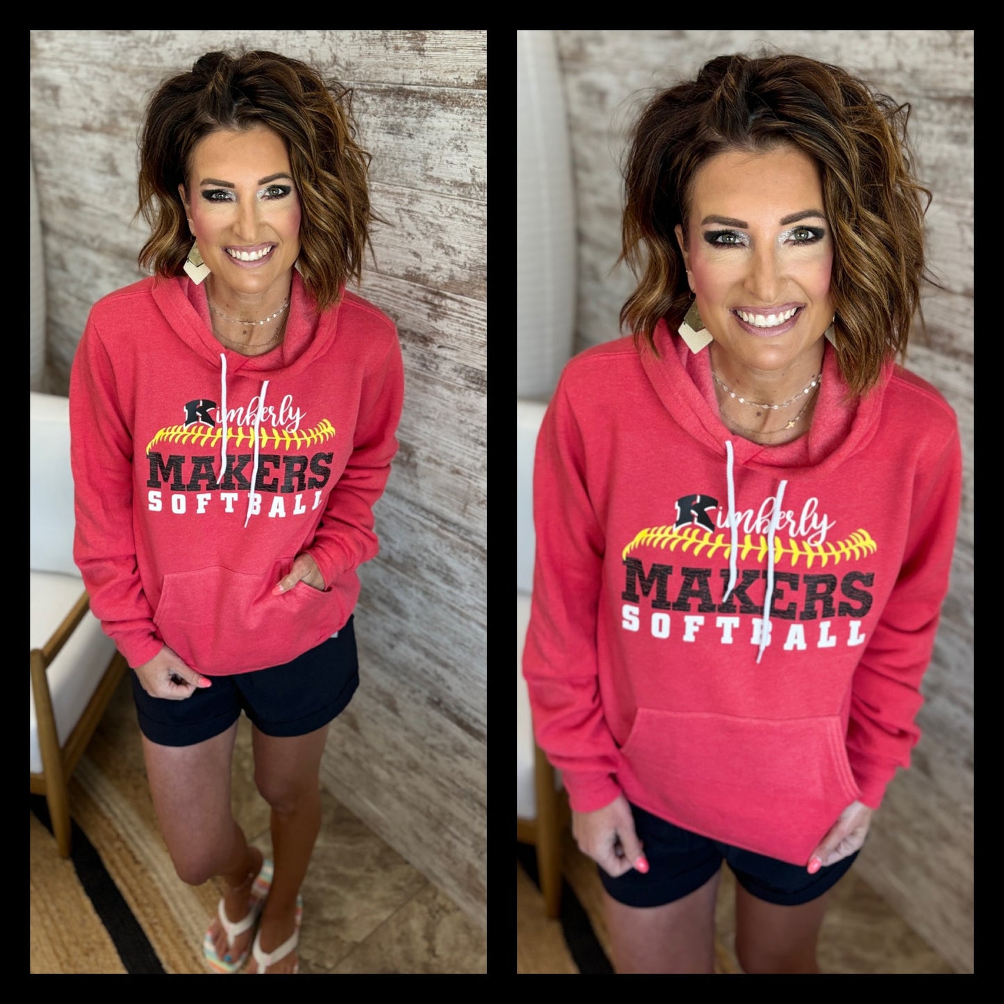 Kimberly Makers Softball Heather Red Bella Hoodie