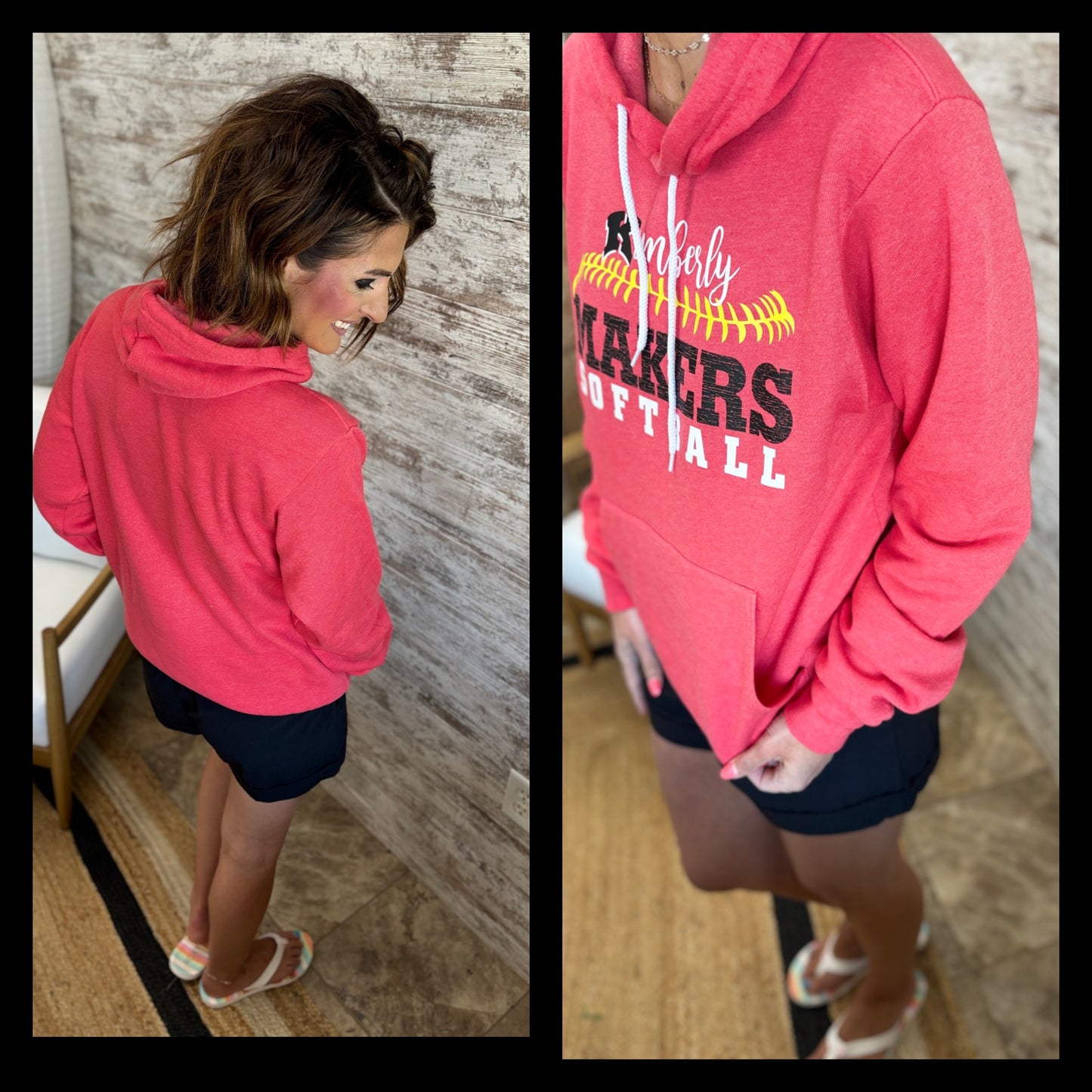 Kimberly Makers Softball Heather Red Bella Hoodie