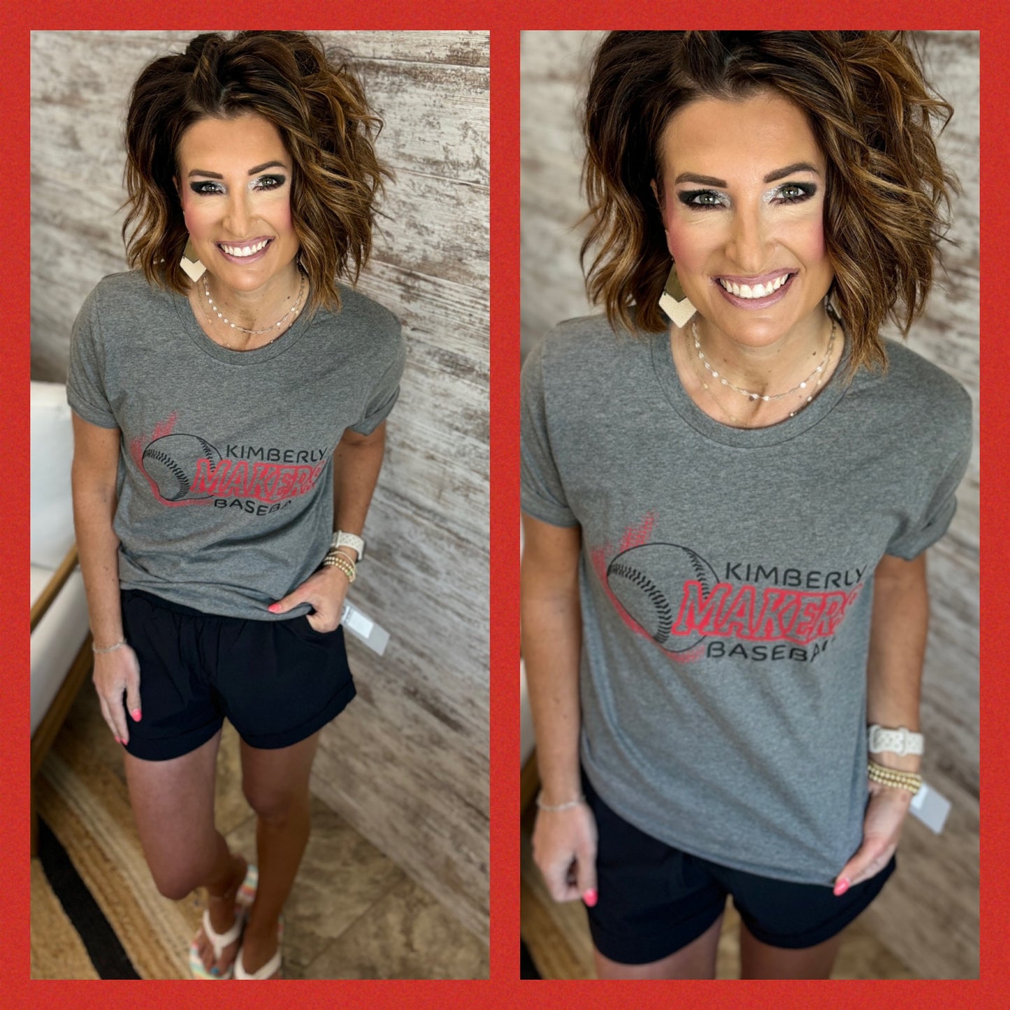 Kimberly Makers Baseball Heather Grey Bella Tee