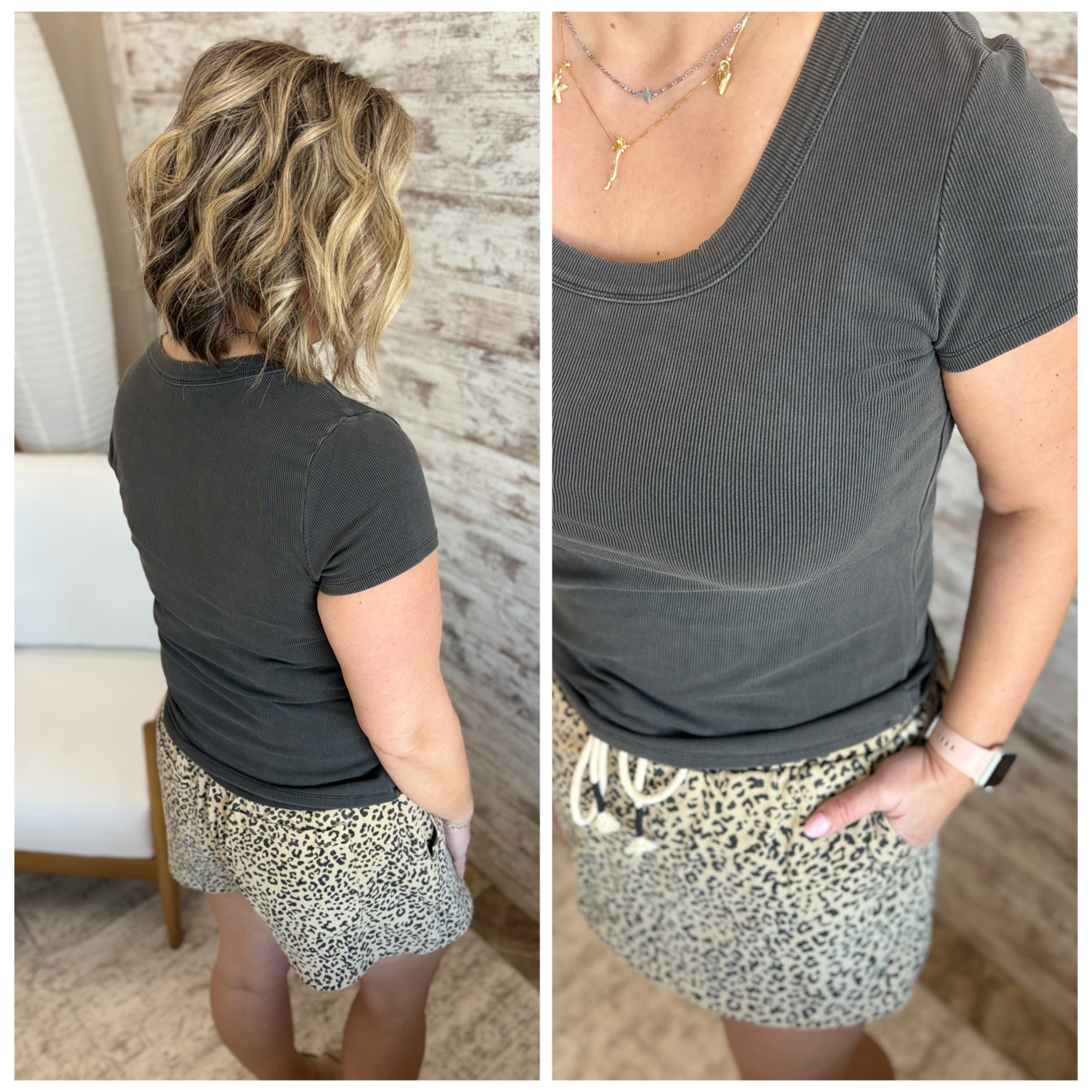 Charcoal Soft Scoop Neck Baby Tee