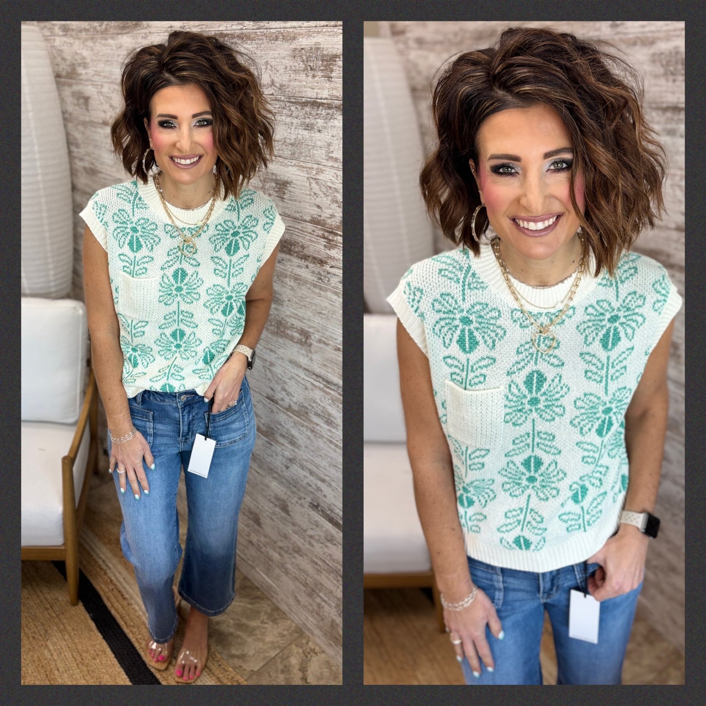 Floral Sleeveless Sweater ~ 2 Colors