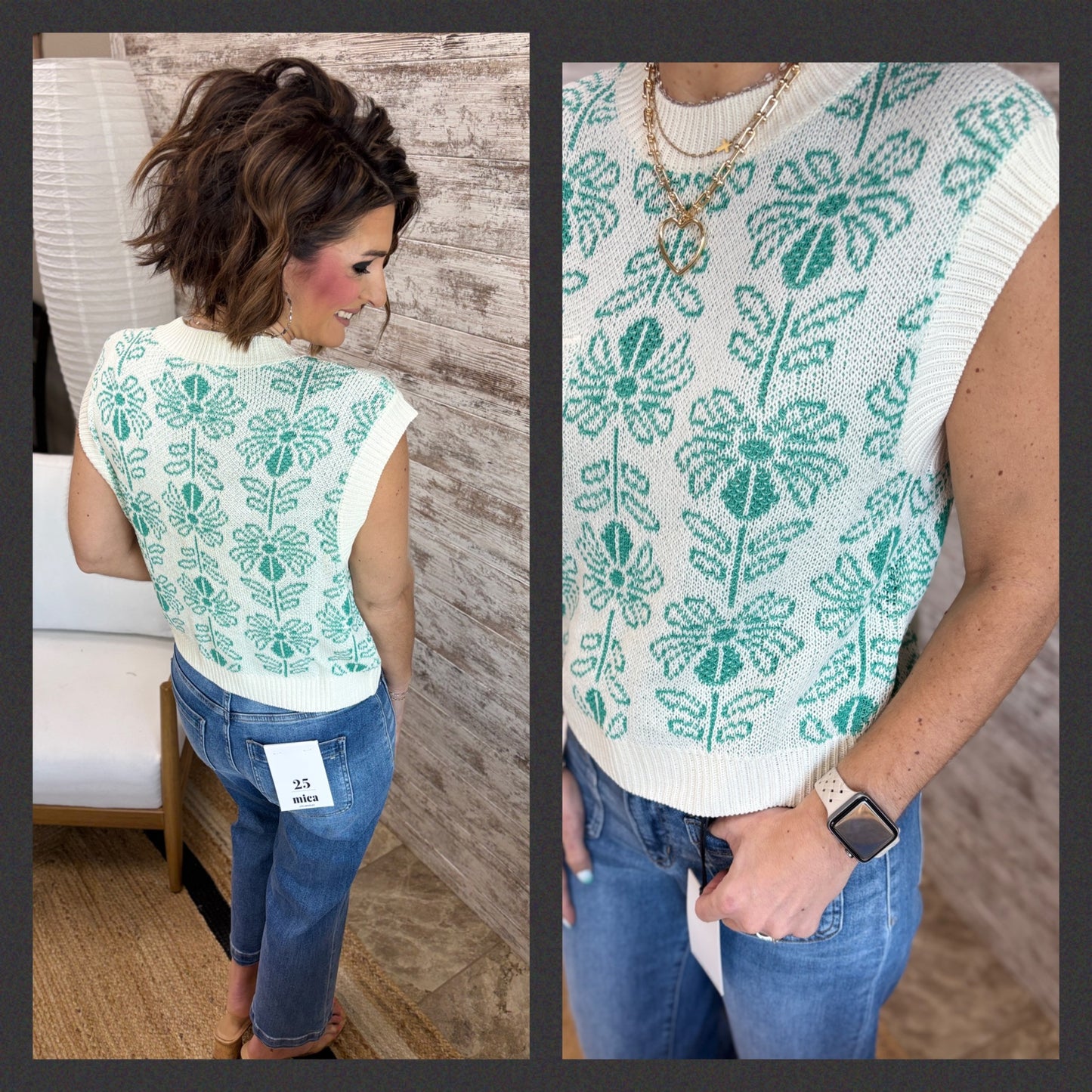 Floral Sleeveless Sweater ~ 2 Colors