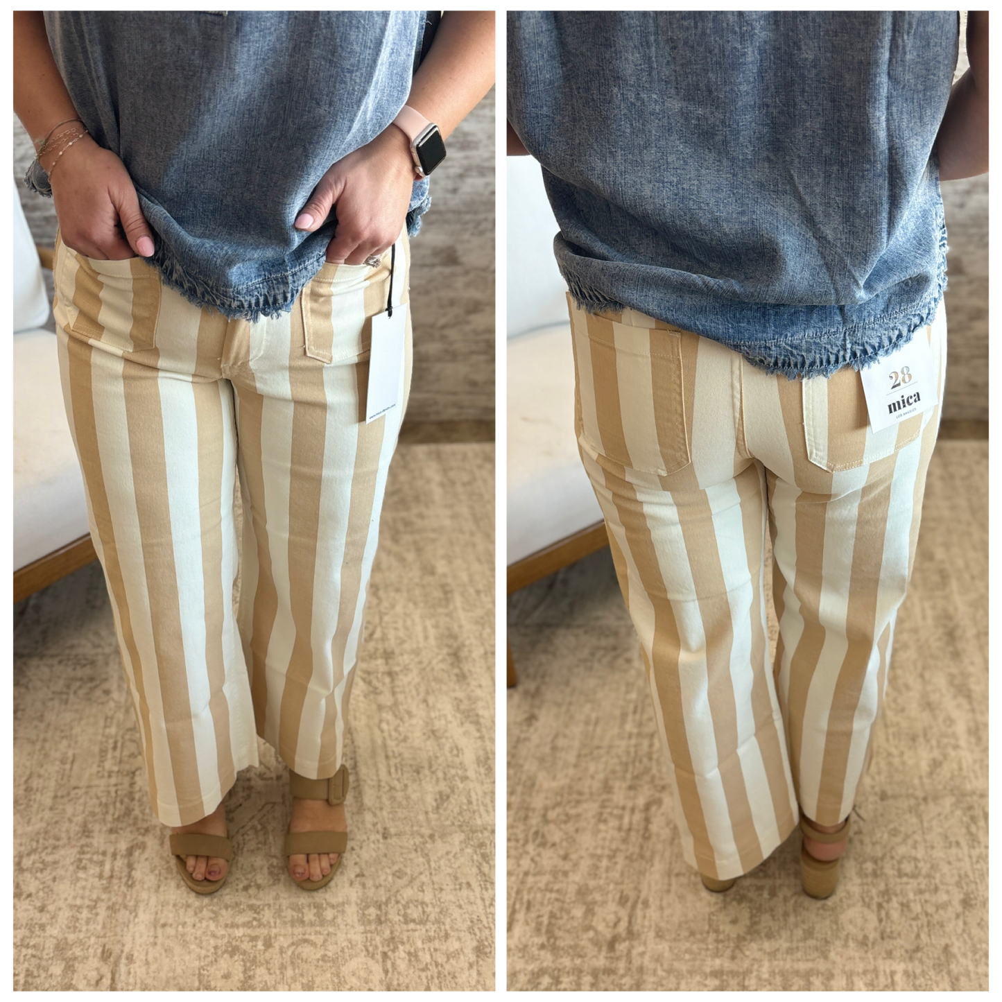 Mica Brandy Striped Cropped Wide Leg DRP-W3548BRA