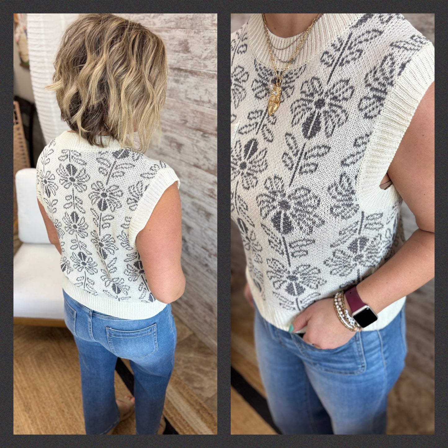 Floral Sleeveless Sweater ~ 2 Colors
