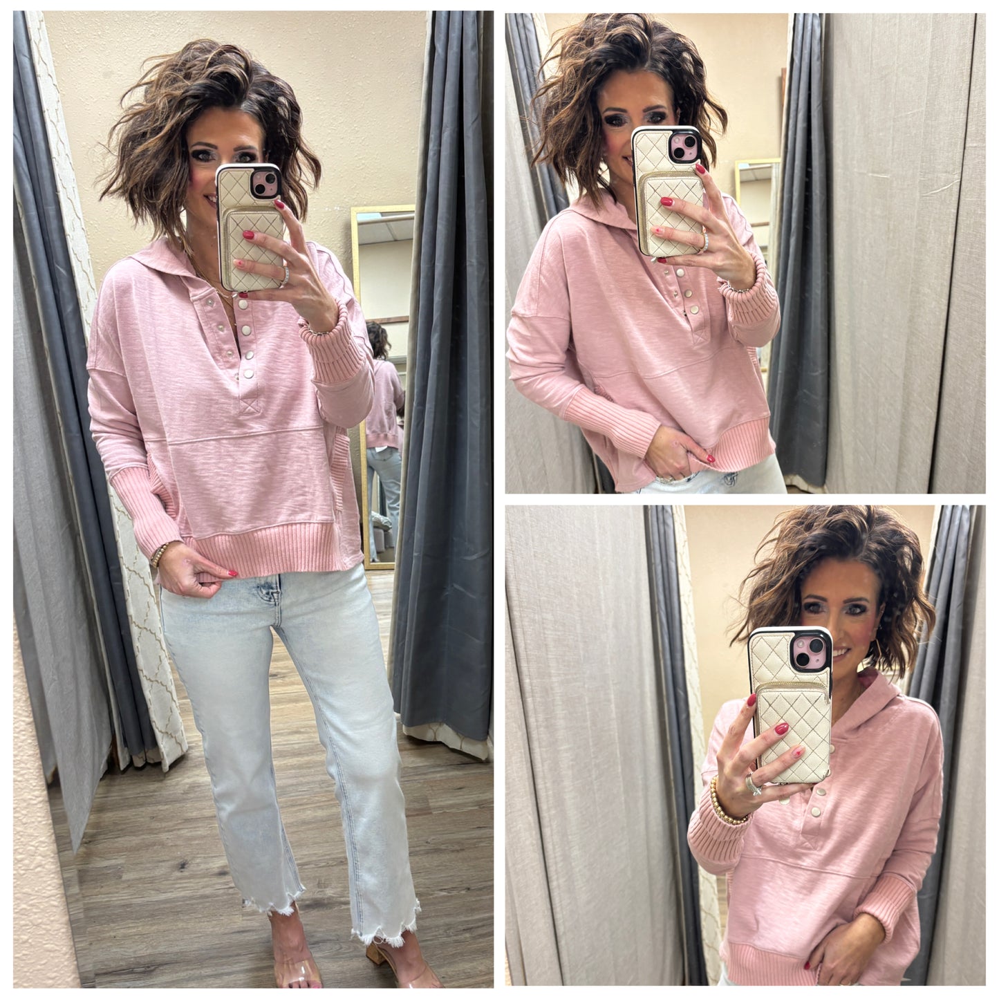 Rose Snap Up Hooded Pullover