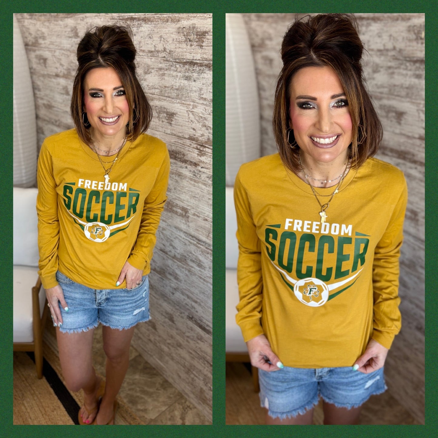 Freedom Soccer Bella Canvas Mustard Tee Long Sleeve