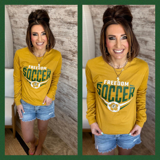 Freedom Soccer Bella Canvas Mustard Tee Long Sleeve