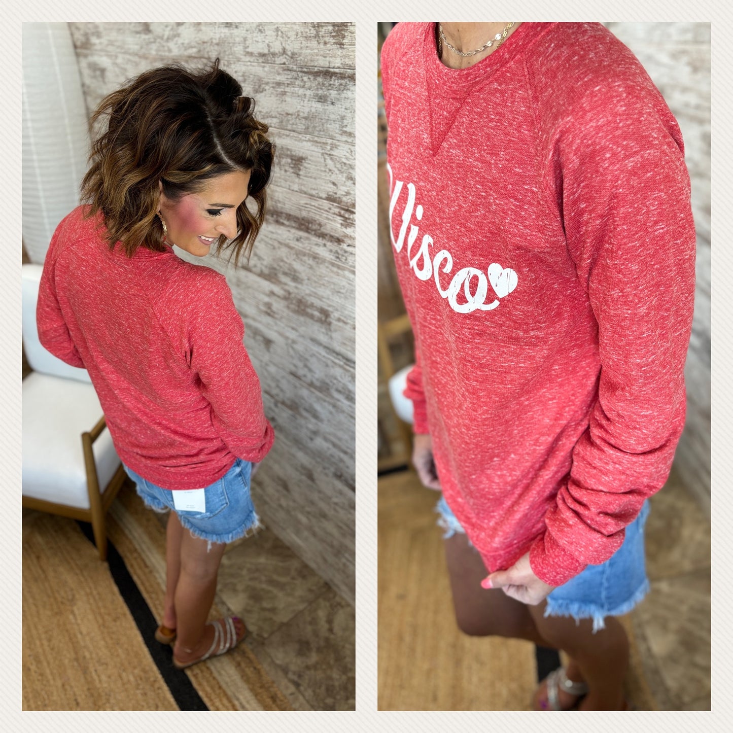 Heathered Red Wisco Crewneck
