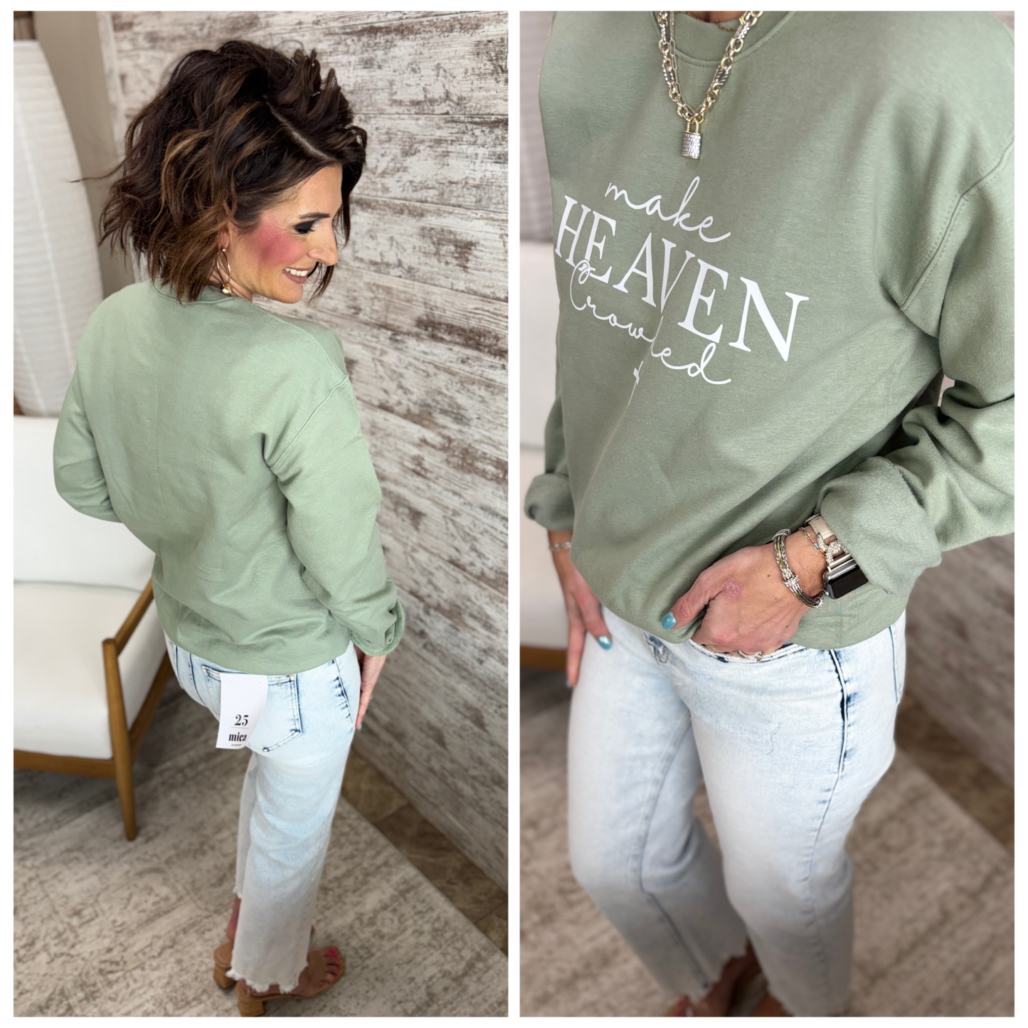 Make Heaven Crowded Sage Softstyle Gildan Crew