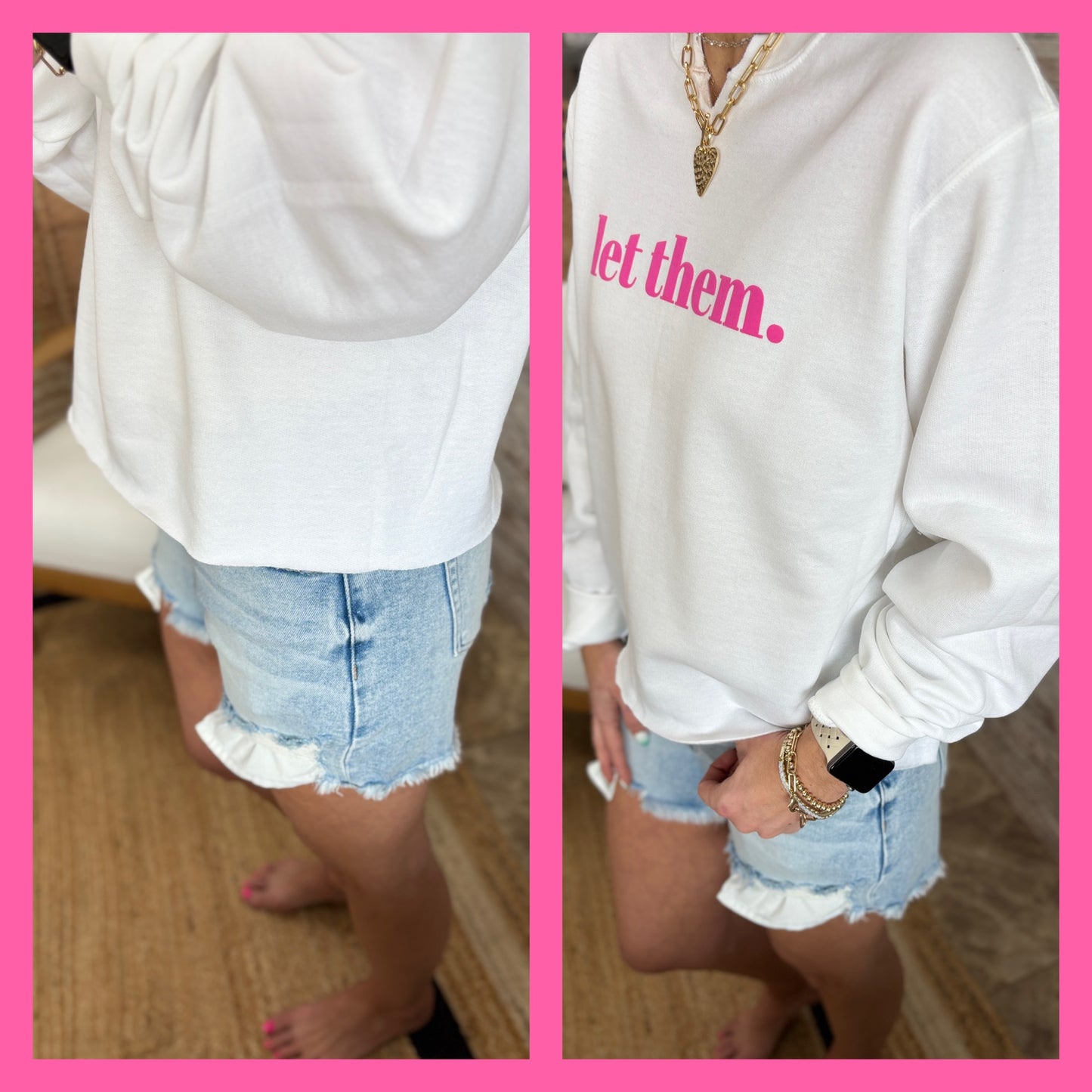 "Let Them" White Port & Company Crew Neck ~ 2 Styles