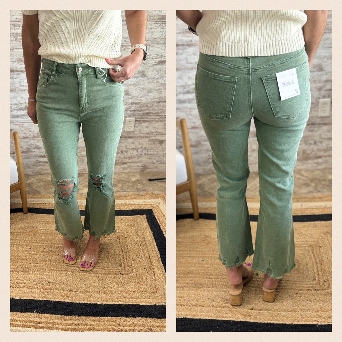 Zenana Acid Wash Colored Denim ~ 5 Colors