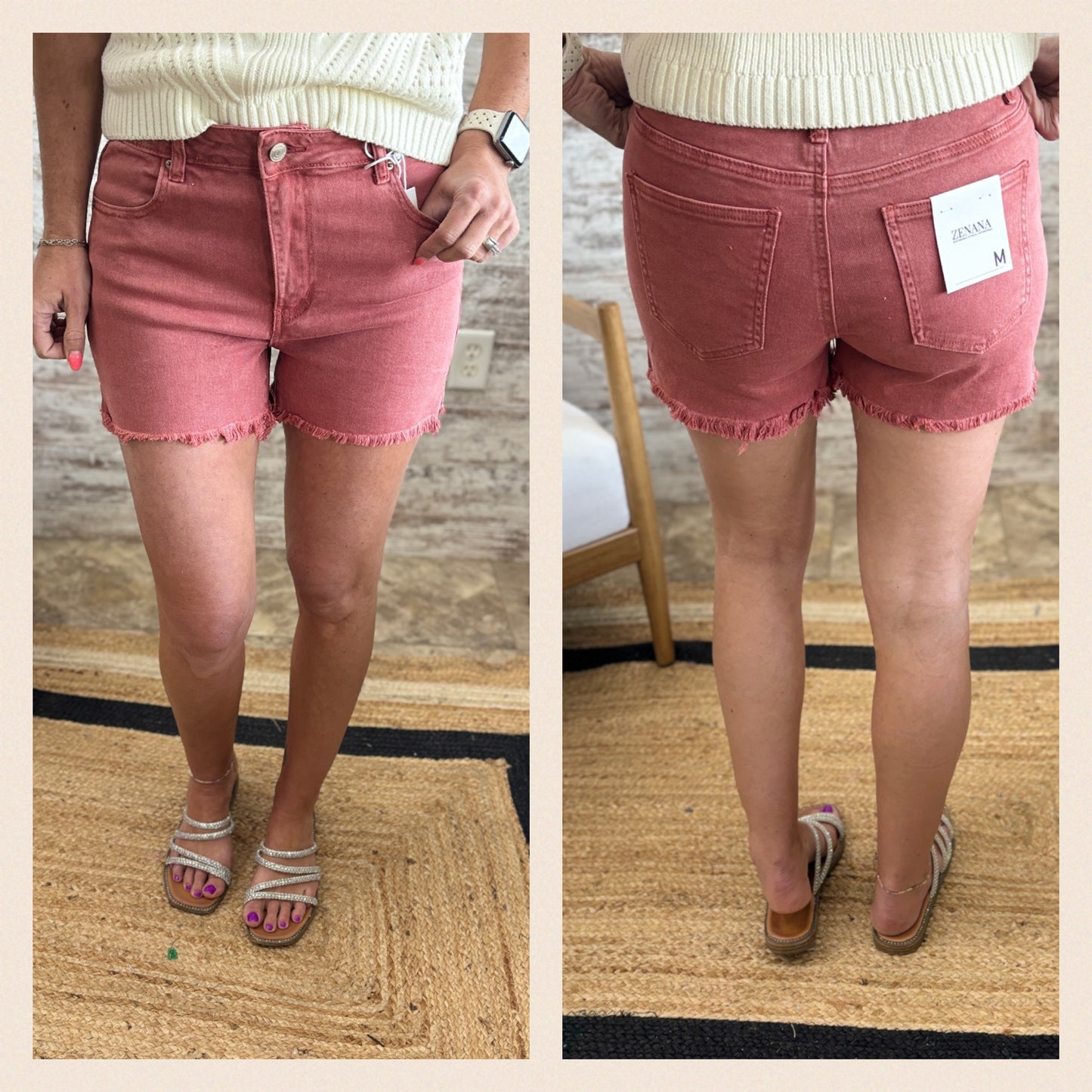 Zenana Ash Cut Off Shorts DMP-1841A~ 4 Colors