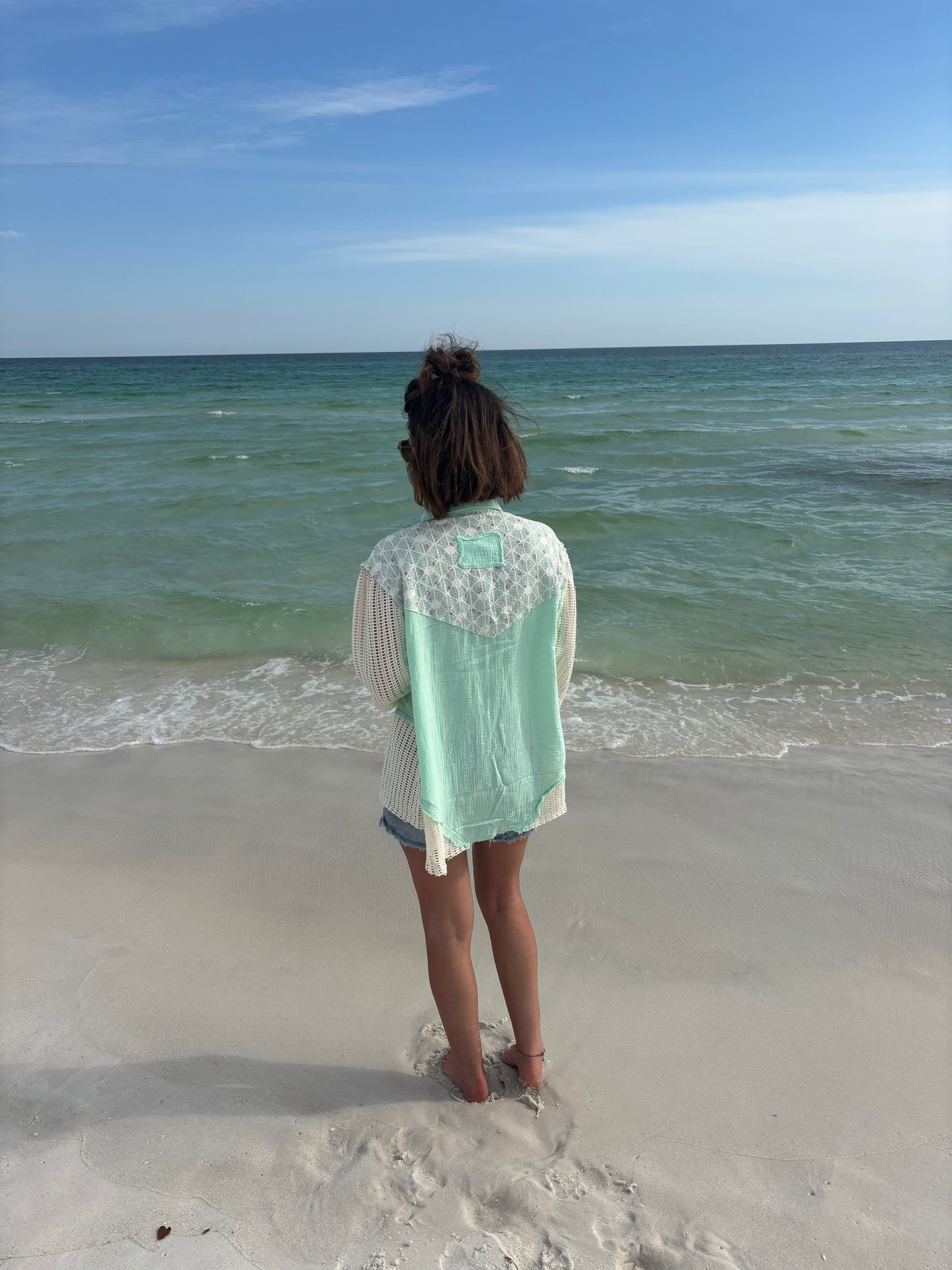Pale Mint Jacket with Lace Details
