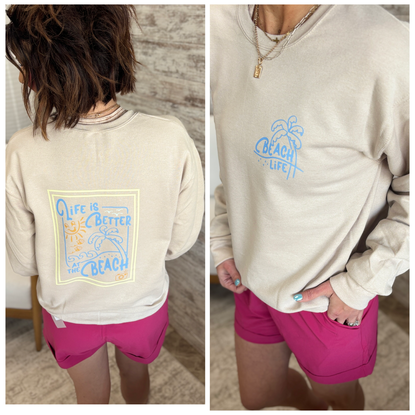 Life is Better at the Beach Jerzees Crew ~ 2 Colors