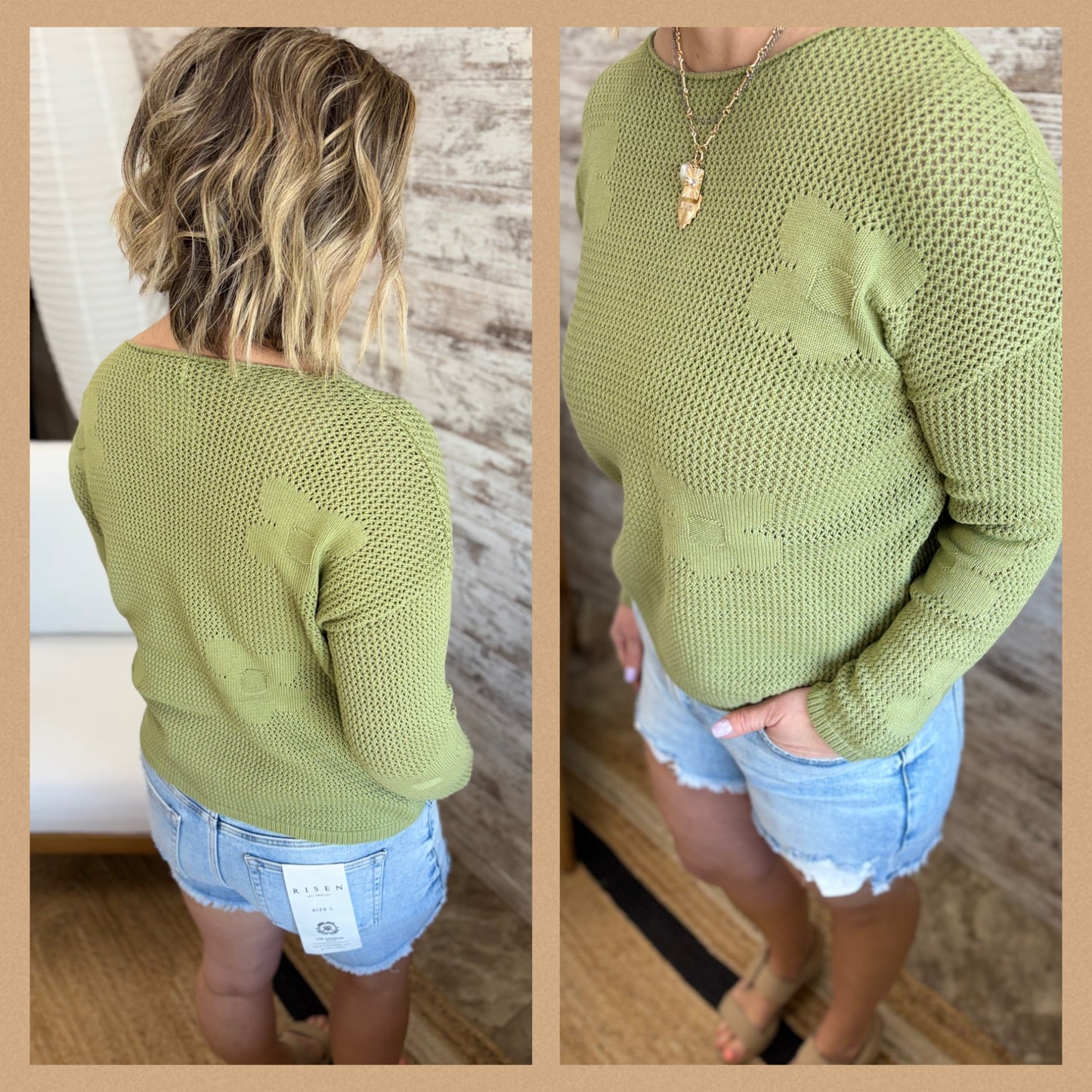 Chive Floral Boat Neck Sweater