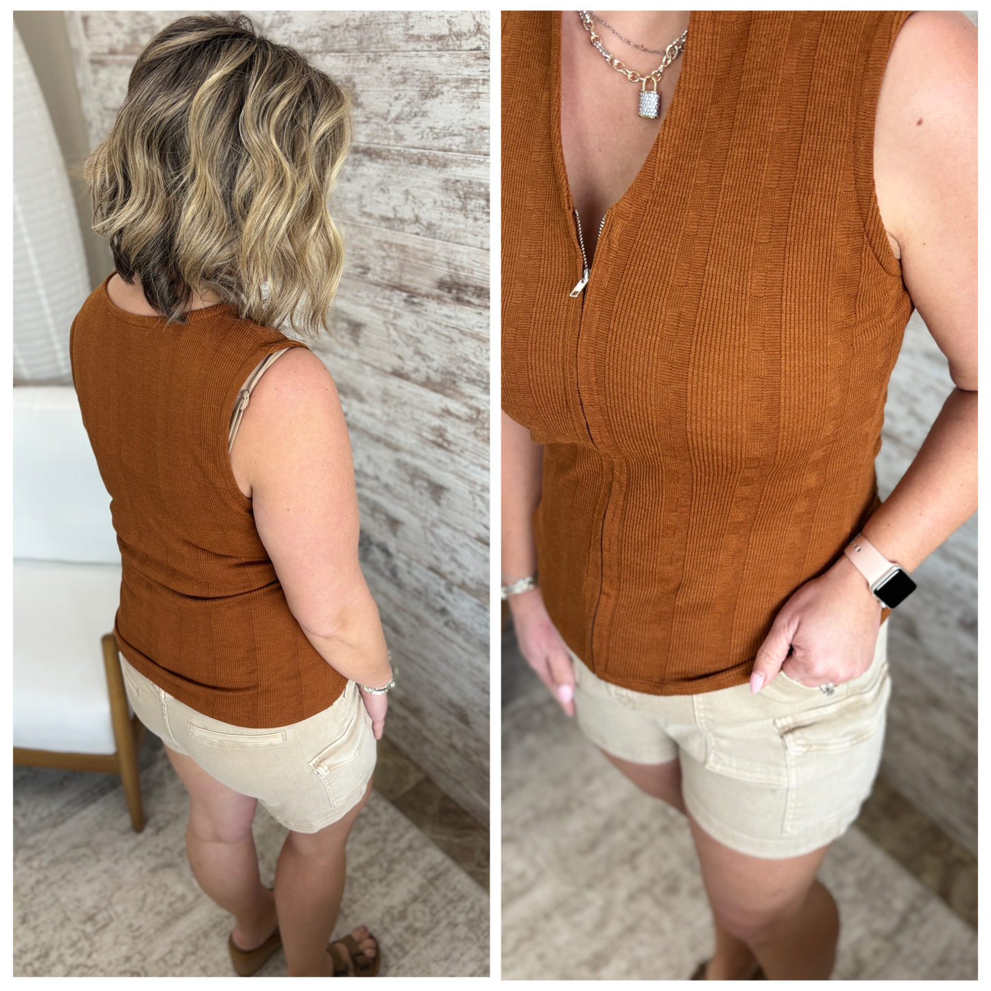 Rust Zipper Front Tank