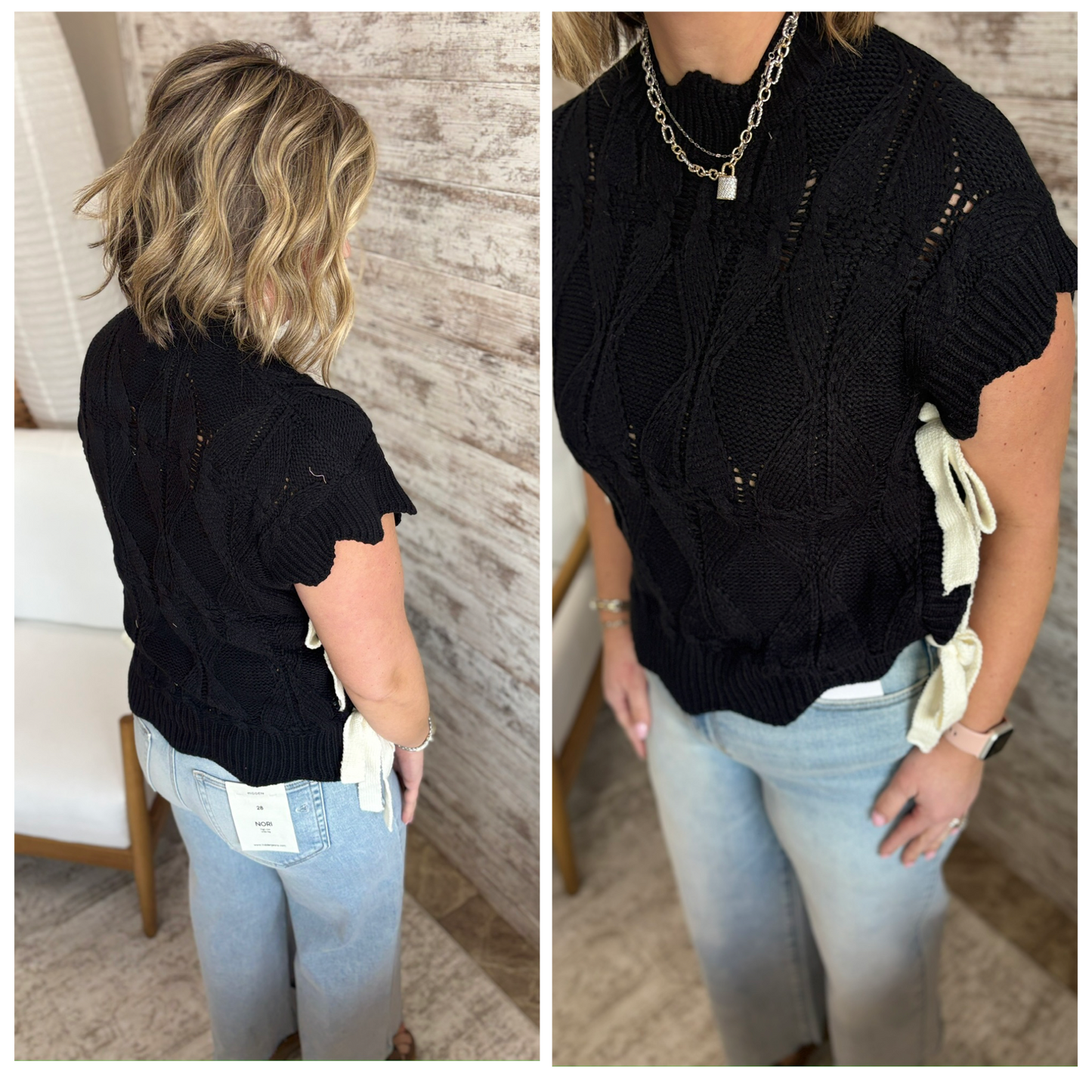 Black Sweater Tank with Tie Detail