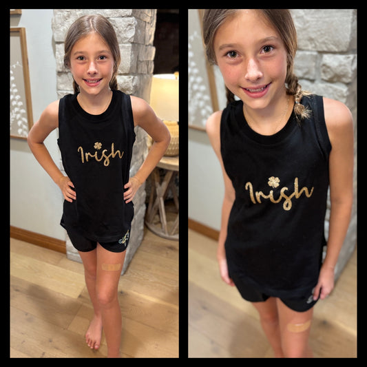 Freedom Irish Glitter Black Youth Jersey Tank