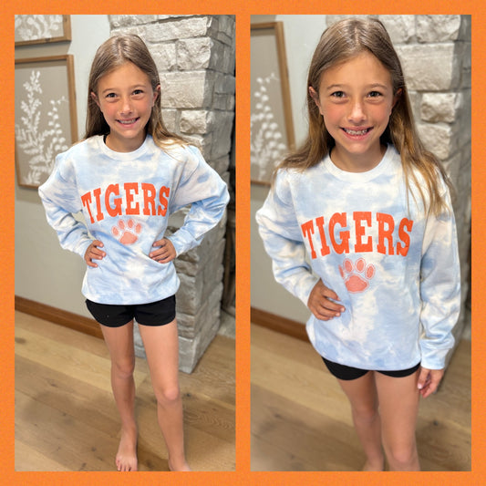 Wrightstown Tigers Youth Sky Blue Tie Dye Crewneck