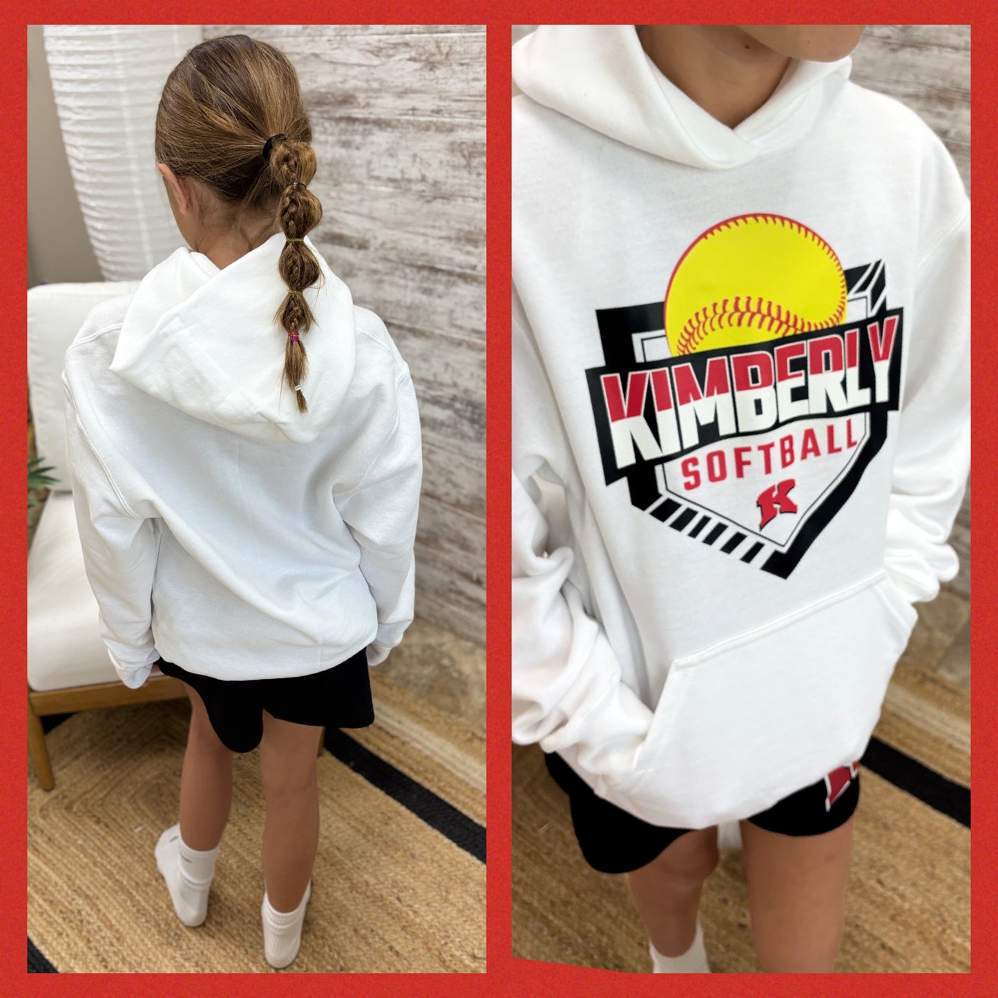Kimberly Softball Baseball Port & Company Hoodie ~ 2 Colors ~ Youth and Adult