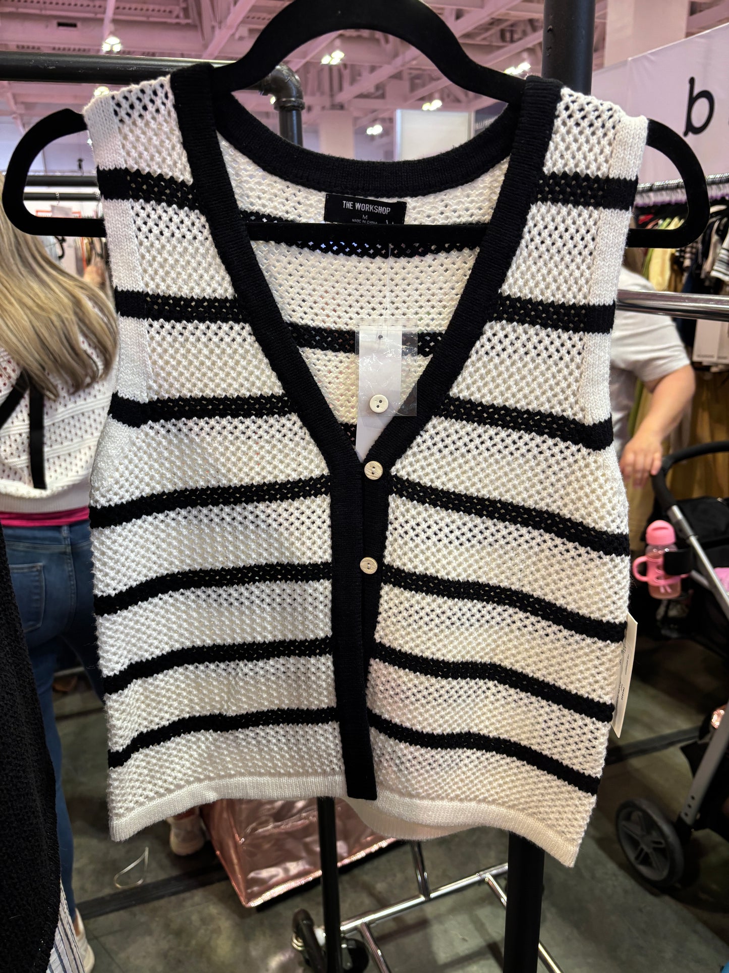 Navy Stripe Cardigan Vest