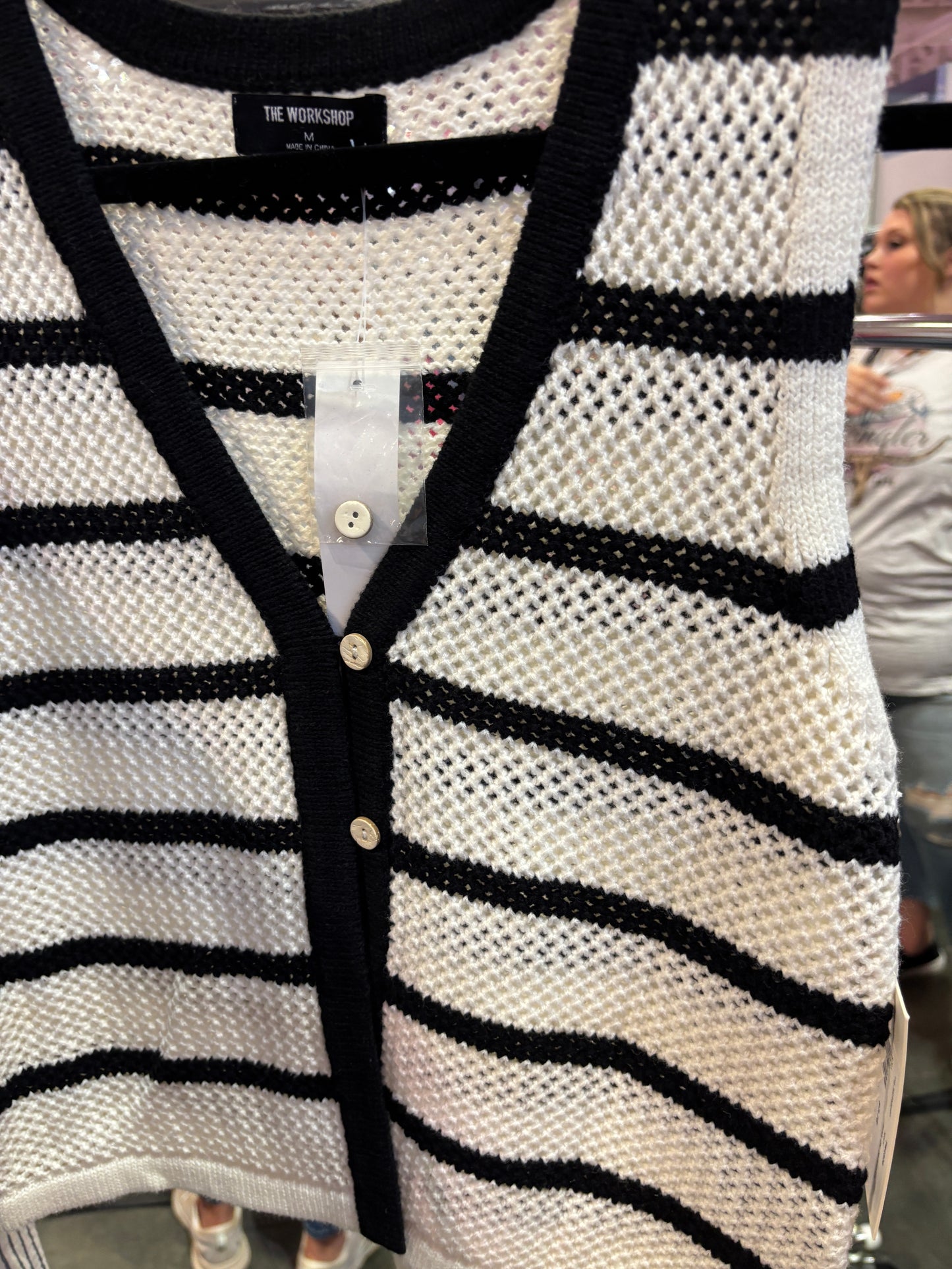 Navy Stripe Cardigan Vest