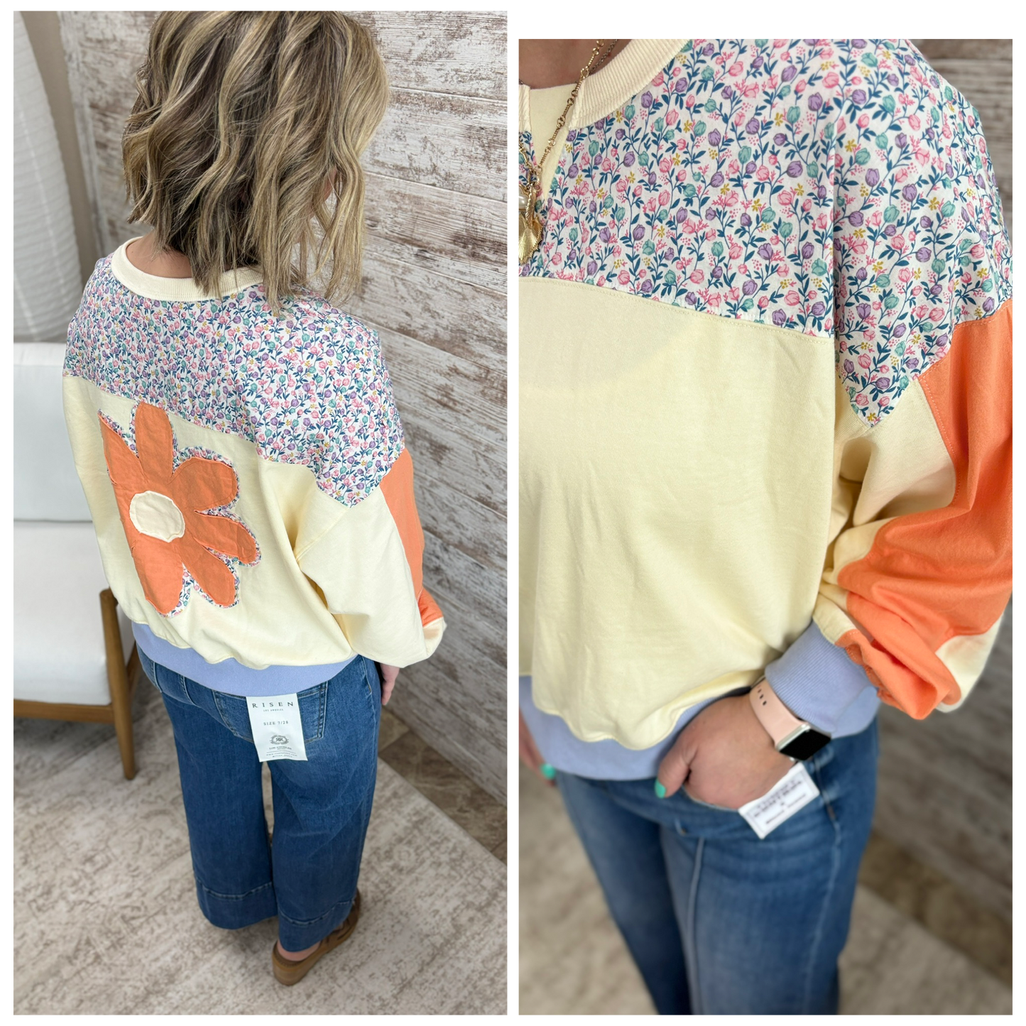 Cream Ditsy Flower Patch Crew Neck