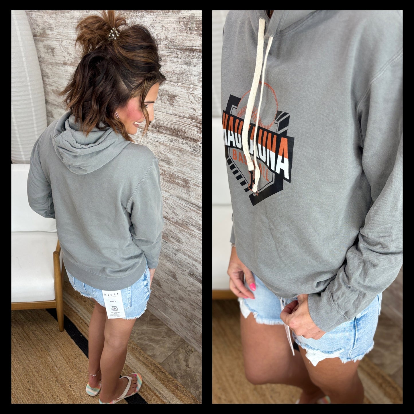 Kaukauna Baseball Comfort Color Pepper Gray Hoodie